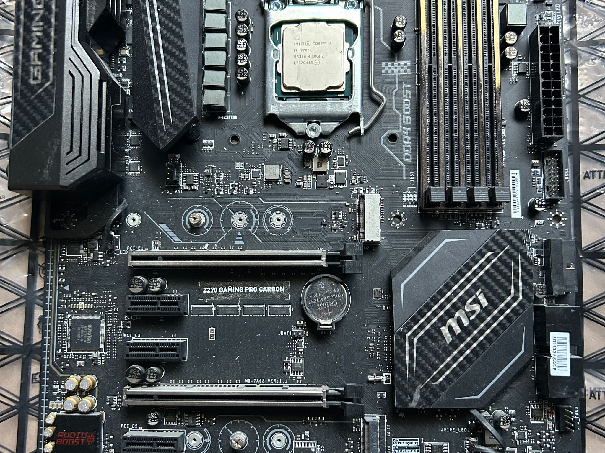MSI Z270 GAMING PRO CARBON ATX LGA1151 DDR4 Motherboard w/ i7-7700K
