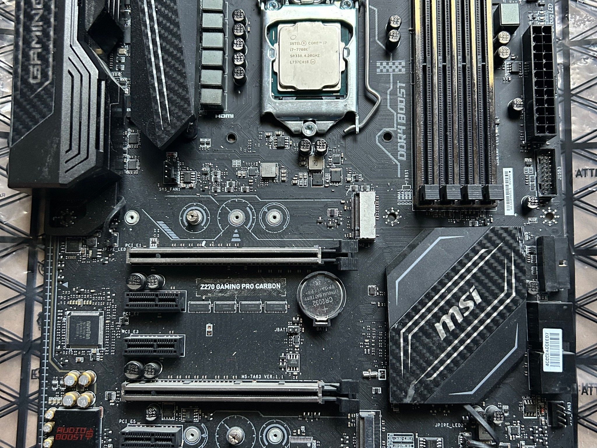 MSI Z270 GAMING PRO CARBON ATX LGA1151 DDR4 Motherboard w/ i7-7700K
