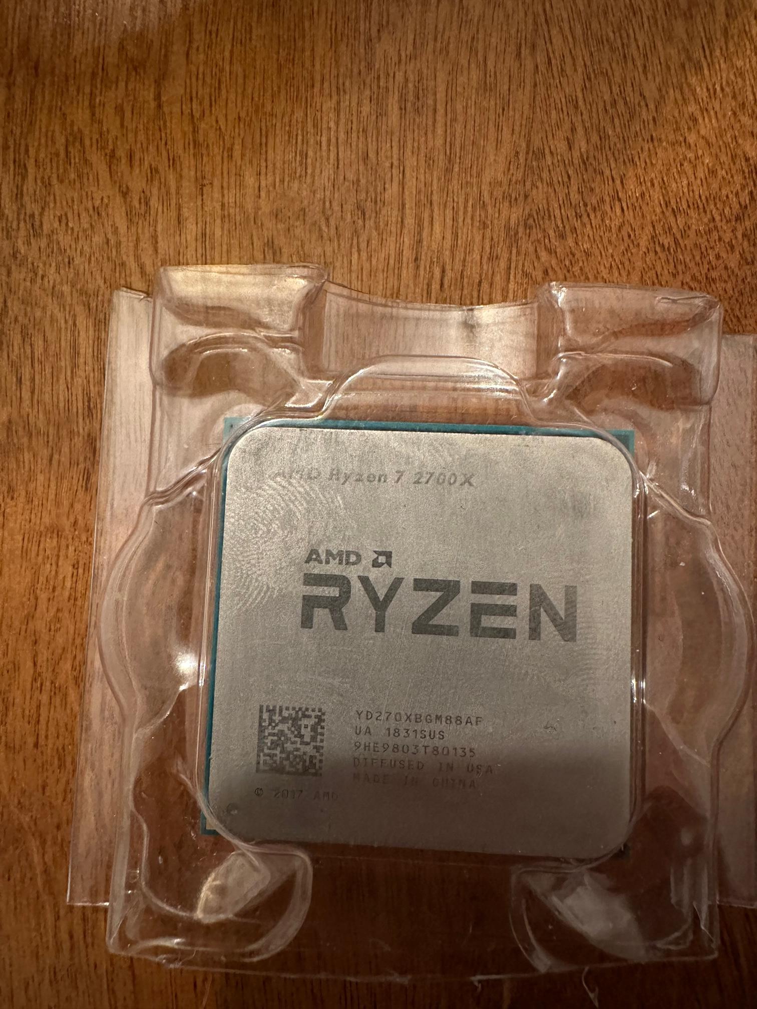 Ryzen 7 2700x w/ Wraith Stealth Cooler.