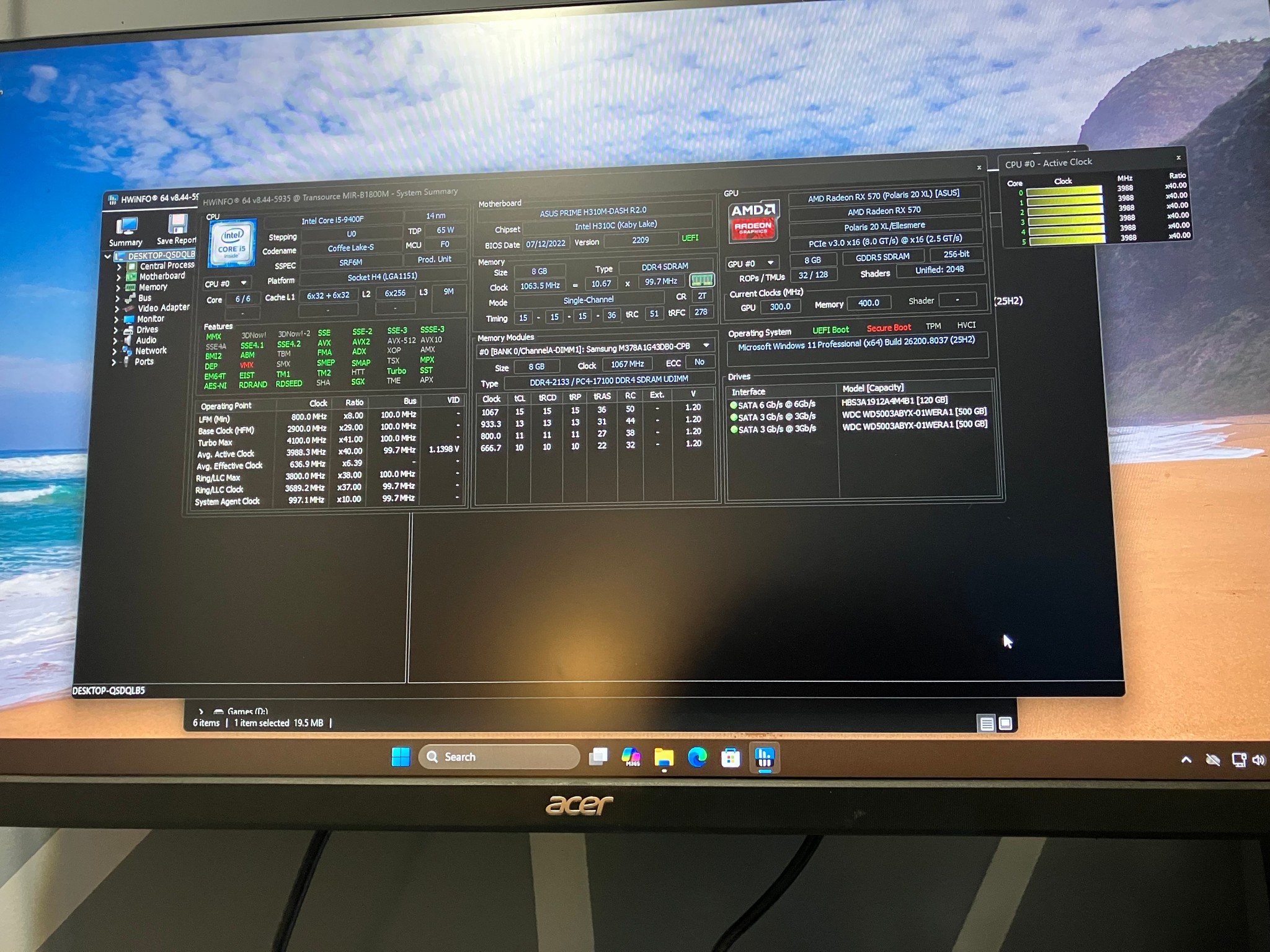Six Core | i5-9400f | RX 570 OC | 8 GB Ram | 120 GB SSD | 1 TB Game HDD | 600W PSU | Win 11 Pro |