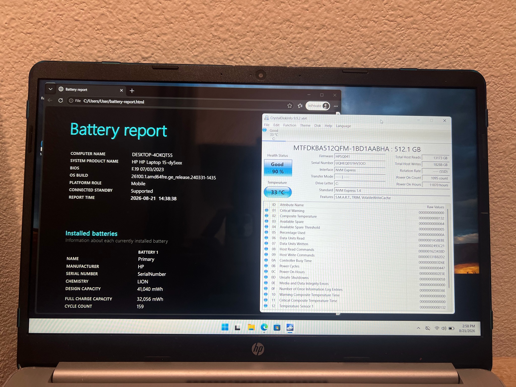 HP 15-dy5073dx - Core i7-1255U - 512GB SSD - 16GB RAM - Case & charger!