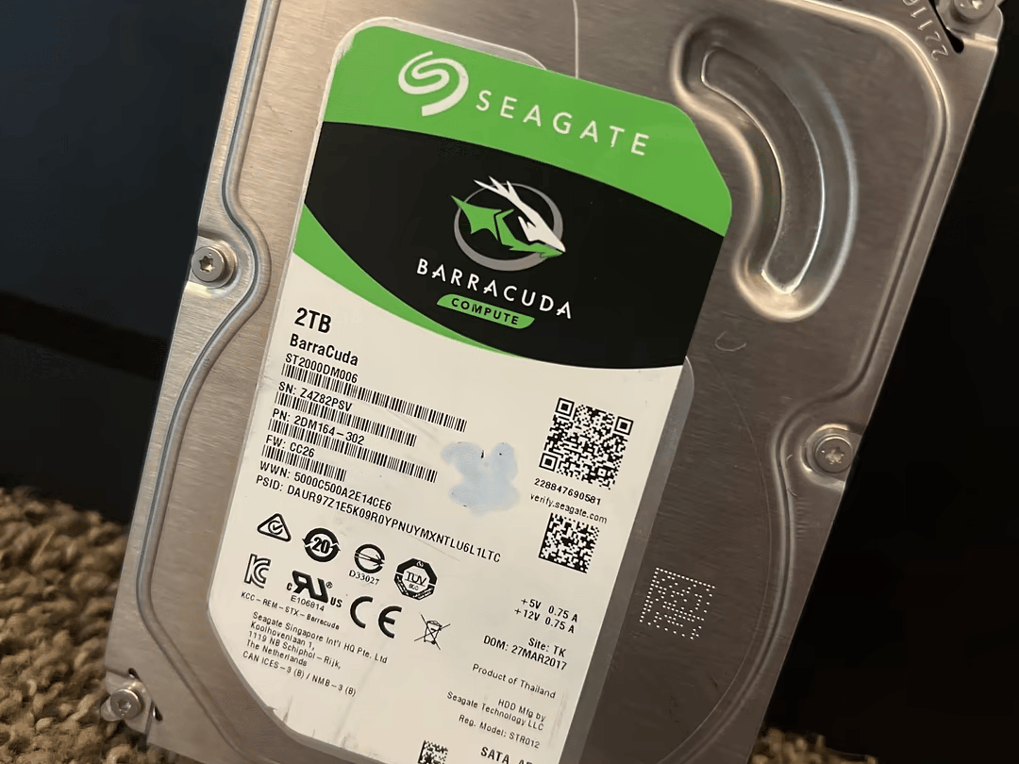 Seagate Barracuda 2TB 3.5” Hard Drive ST2000DM006