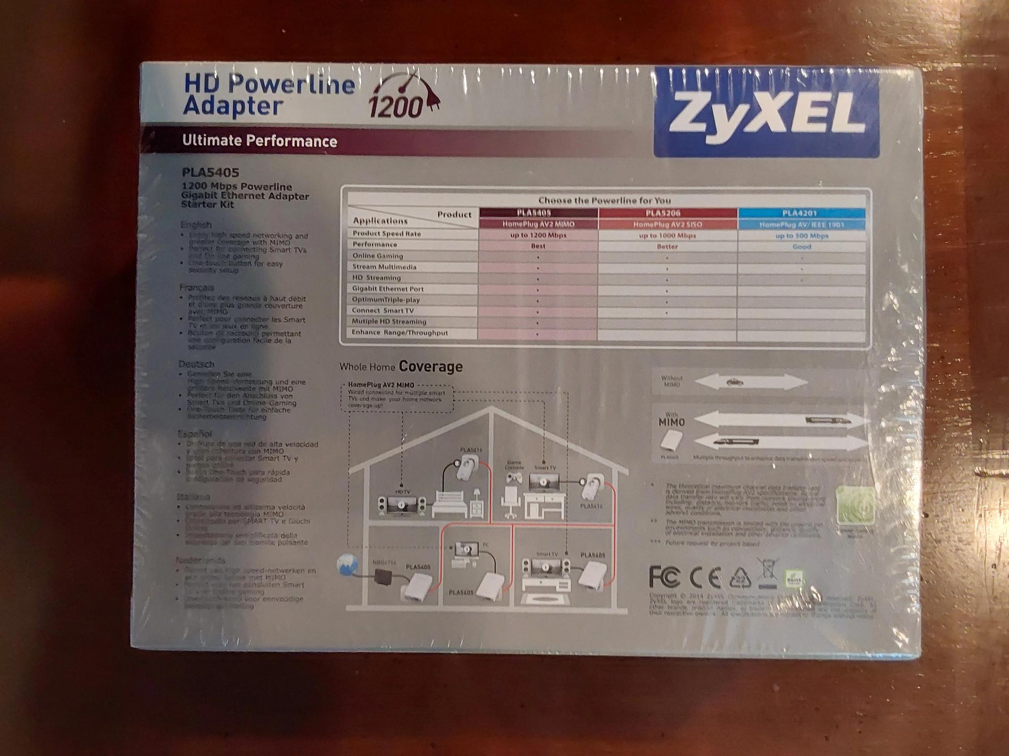 New ZyXEL PLA5405 1200Mbps Powerline Gigabit Ethernet Adapter