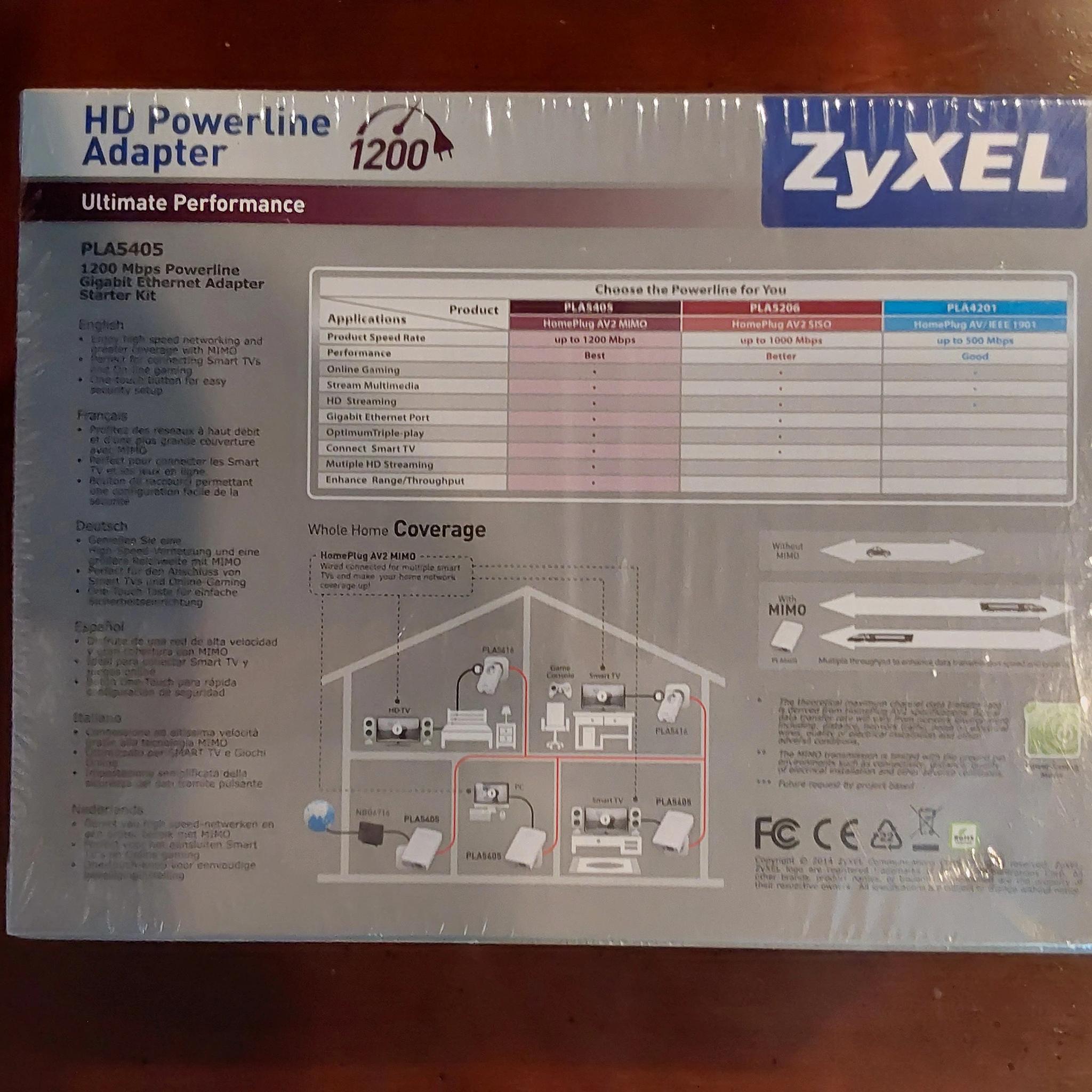 New ZyXEL PLA5405 1200Mbps Powerline Gigabit Ethernet Adapter