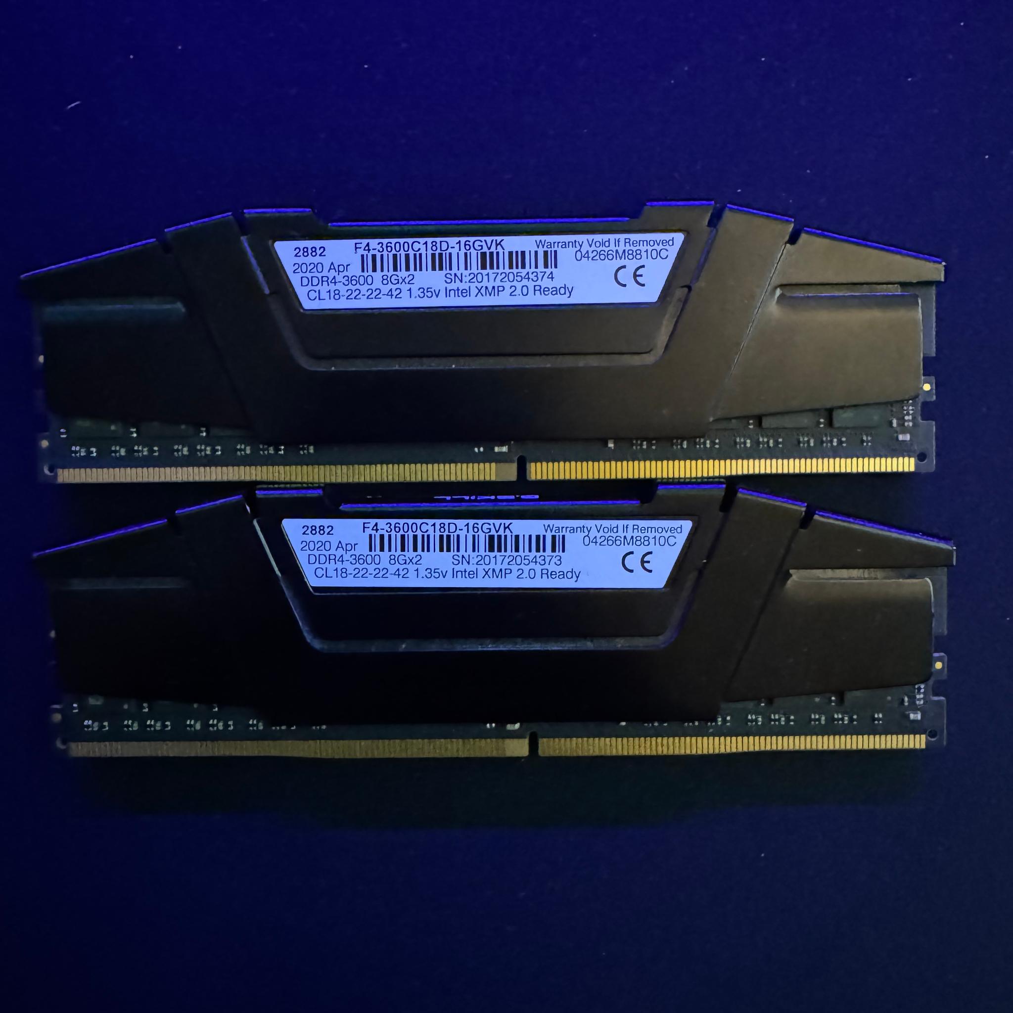 G. SKILL RipJaws V Series 16GB (2 x 8GB) PC4-28800 (DDR4-3600) Memory - F43600C18D16GVK