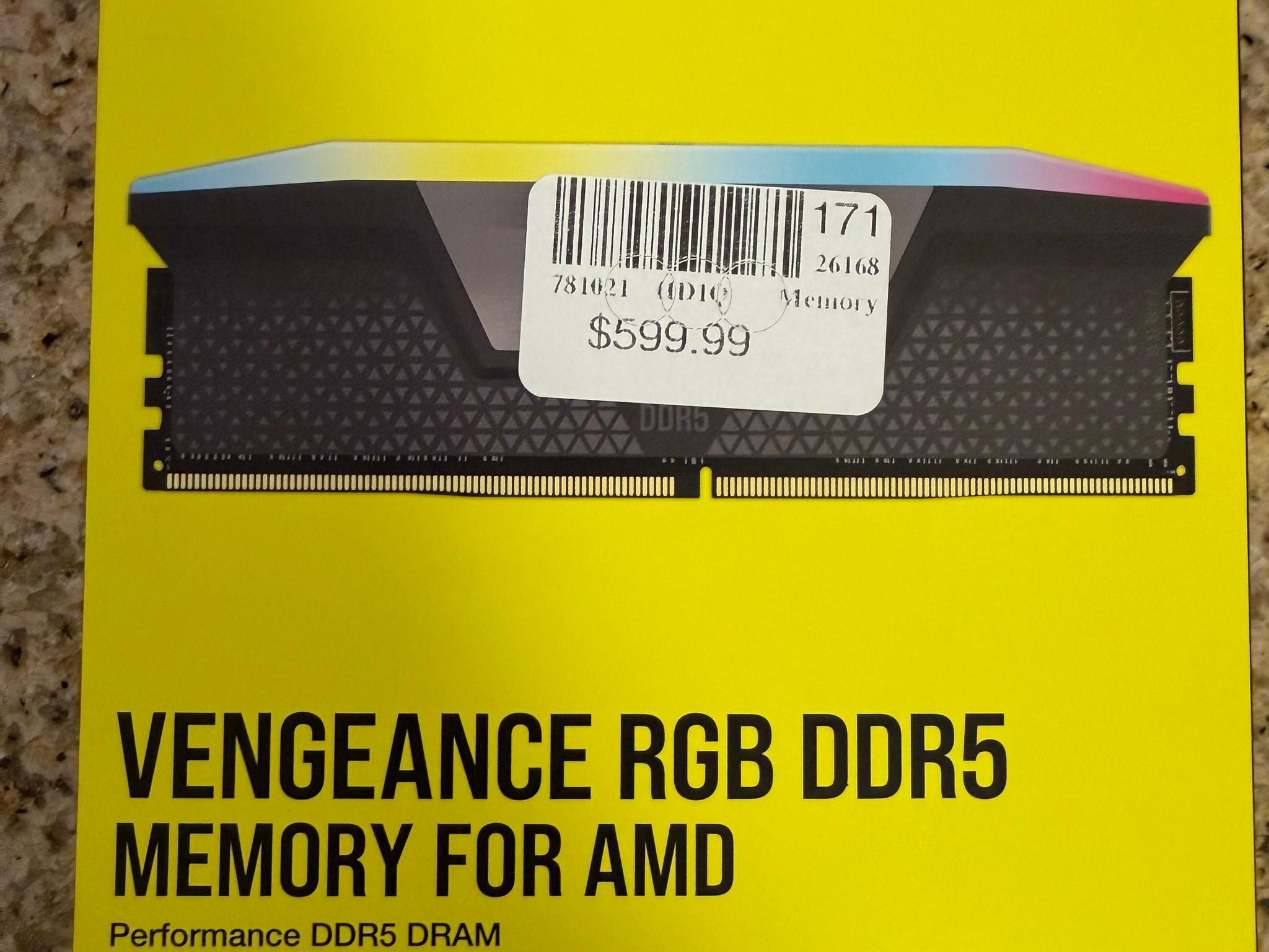 Corsair VENGEANCE RGB 32GB (2 x 16GB) DDR5-6000 PC5-48000 CL36 Dual Channel Desktop Memory Kit Black