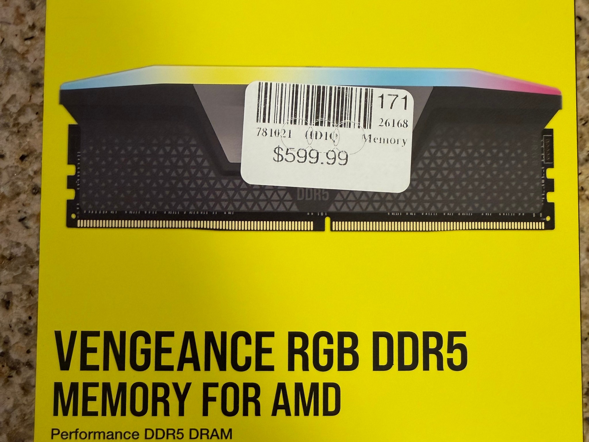 Corsair VENGEANCE RGB 32GB (2 x 16GB) DDR5-6000 PC5-48000 CL36 Dual Channel Desktop Memory Kit Black