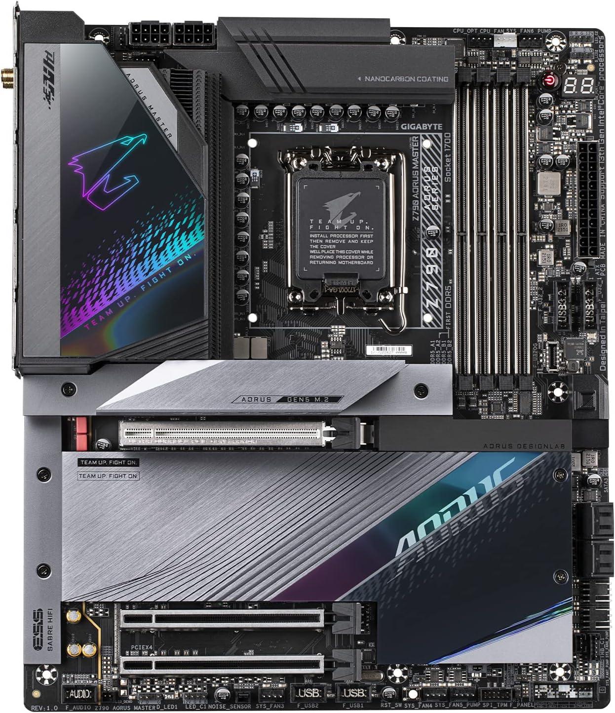 GIGABYTE Z790 AORUS Master EATX Motherboard with DDR5, PCIe 5.0, WiFi 6E, 10GbE LAN, Q-Flash Plus