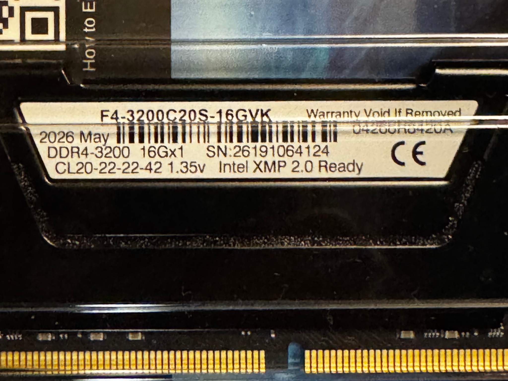 G. SKILL 16GB (16GBx1) (DDR4) Memory (F43200C16S16GVK)