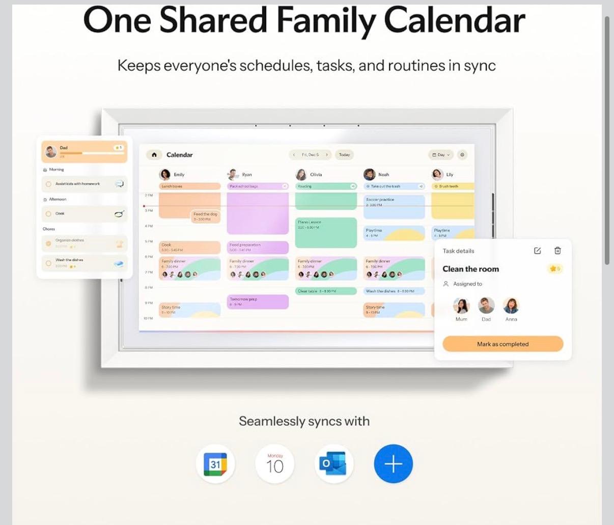 Nori AI-Powered Family Digital Calendar Smart Display Hub