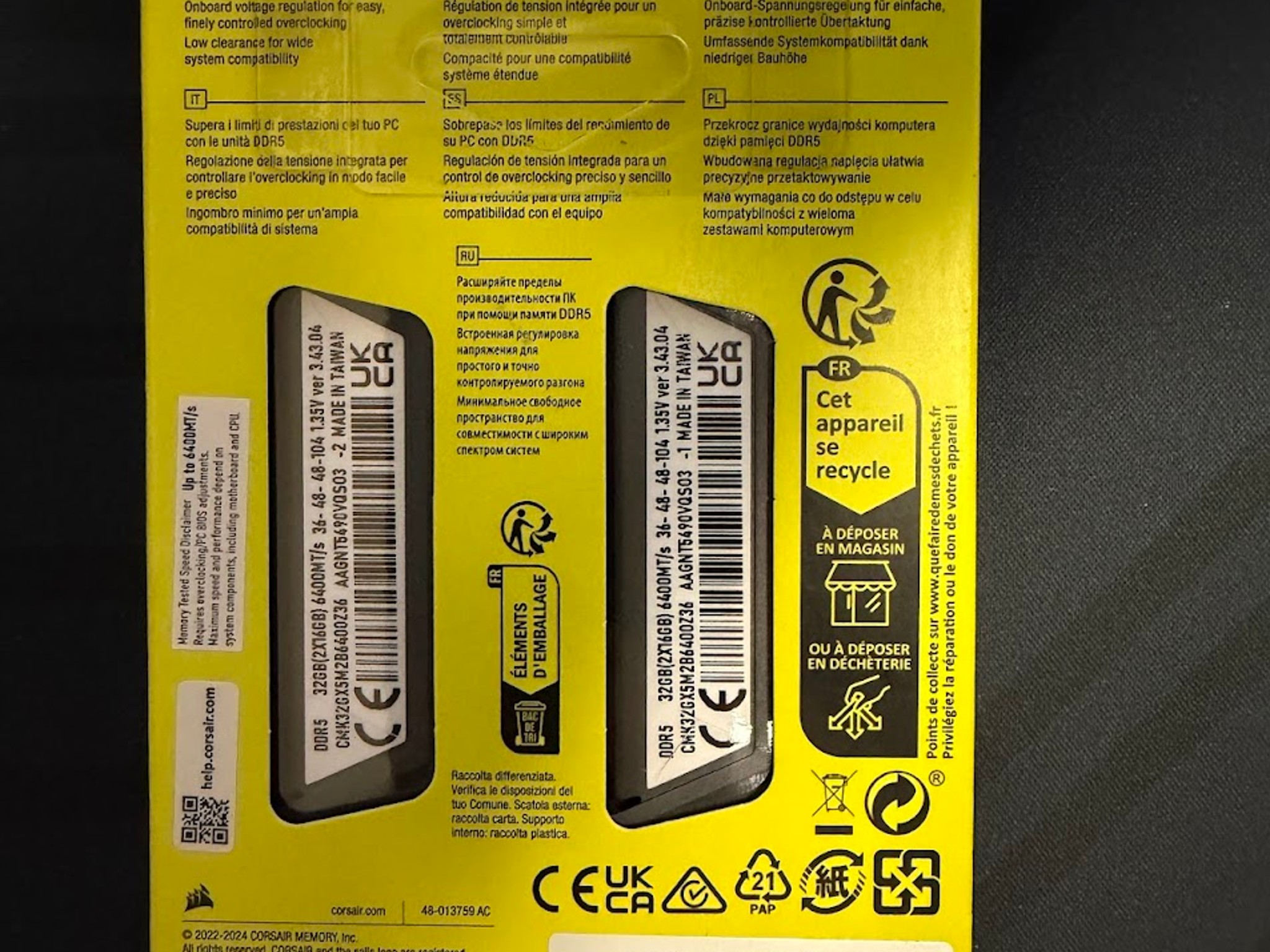 Corsair Vengeance DDR5 Memory (32GB / 2x16GB)
