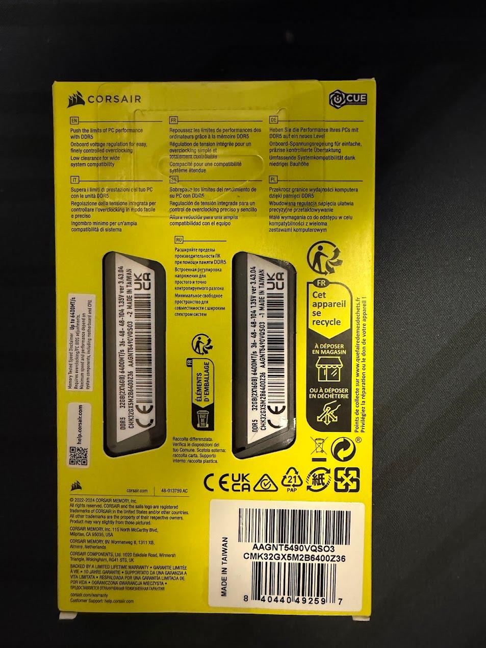 Corsair Vengeance DDR5 Memory (32GB / 2x16GB)