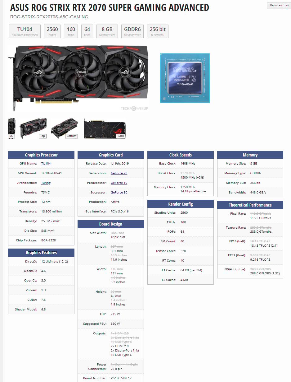 ASUS ROG STRIX RTX 2070 Super Gaming Advanced