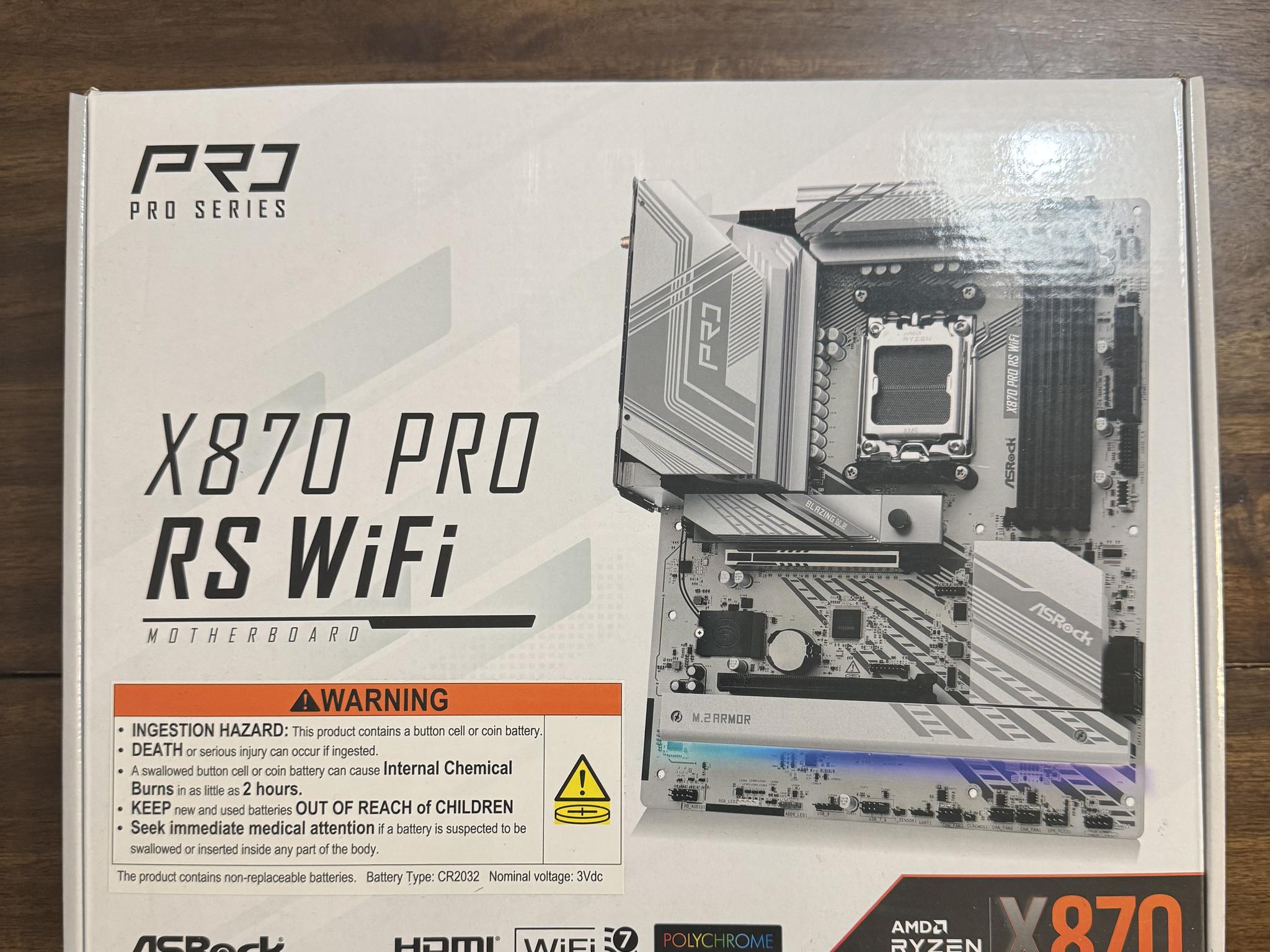 ASRock X870 Pro RS WiFi AMD Ryzen Socket AM5 ATX Motherboard USB4 DDR5 8000 MHz 256 GB SATA3 6.0