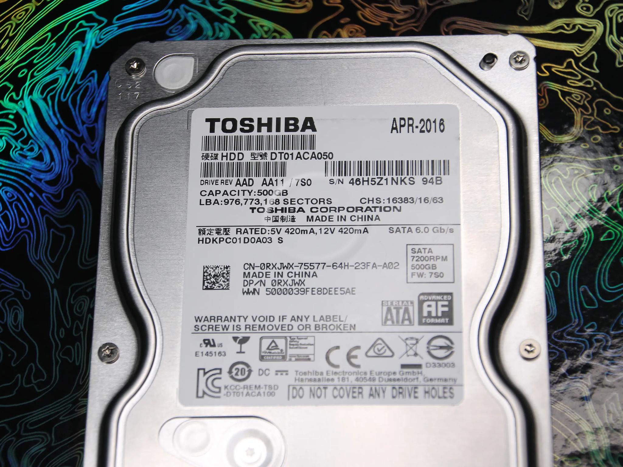 500GB Toshiba 7,200RPM Internal 3.5" Hard Drive