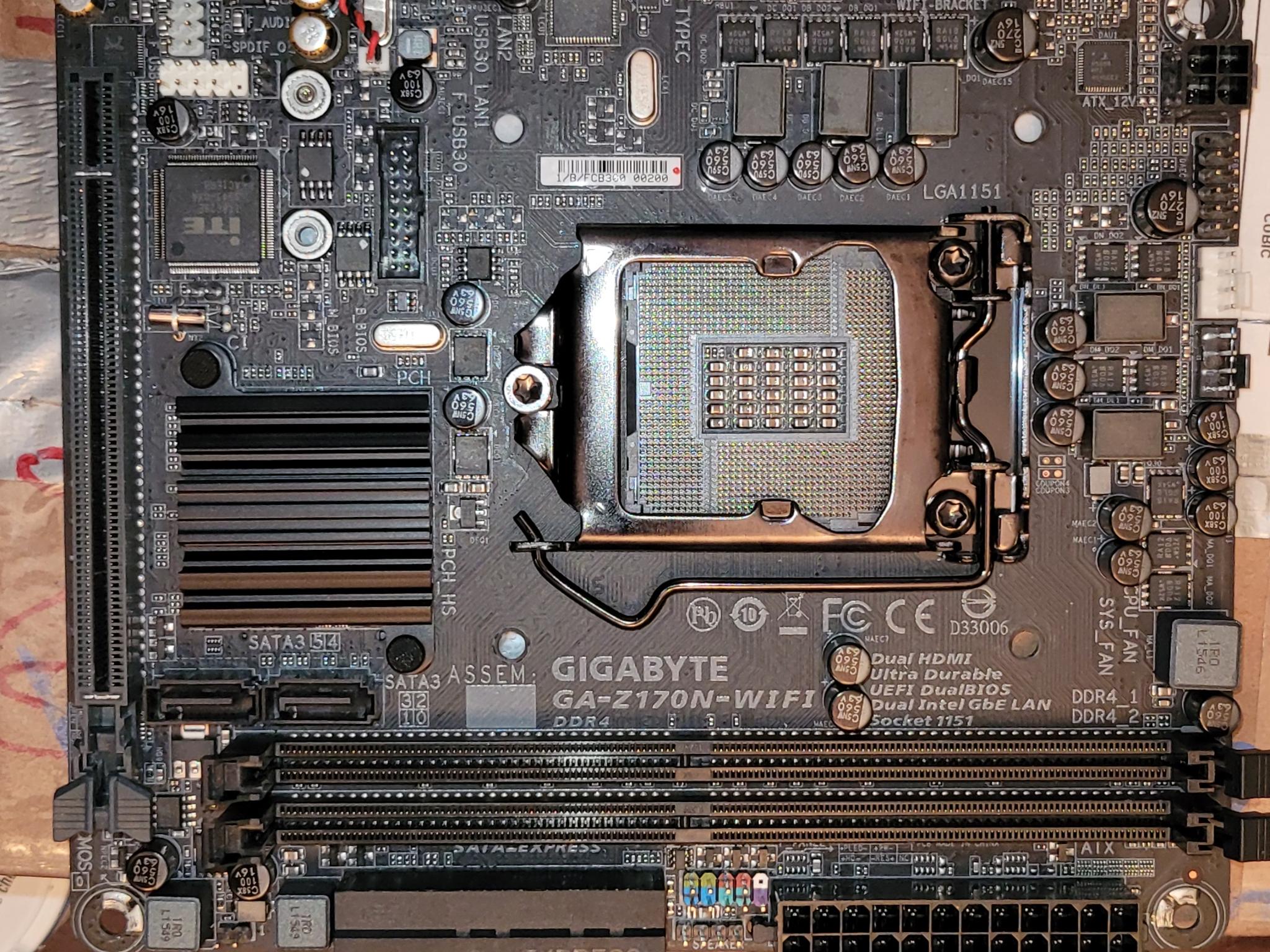 Gigabyte z170n-wifi - includes wifi card installed and I/O shield - does not include antennas