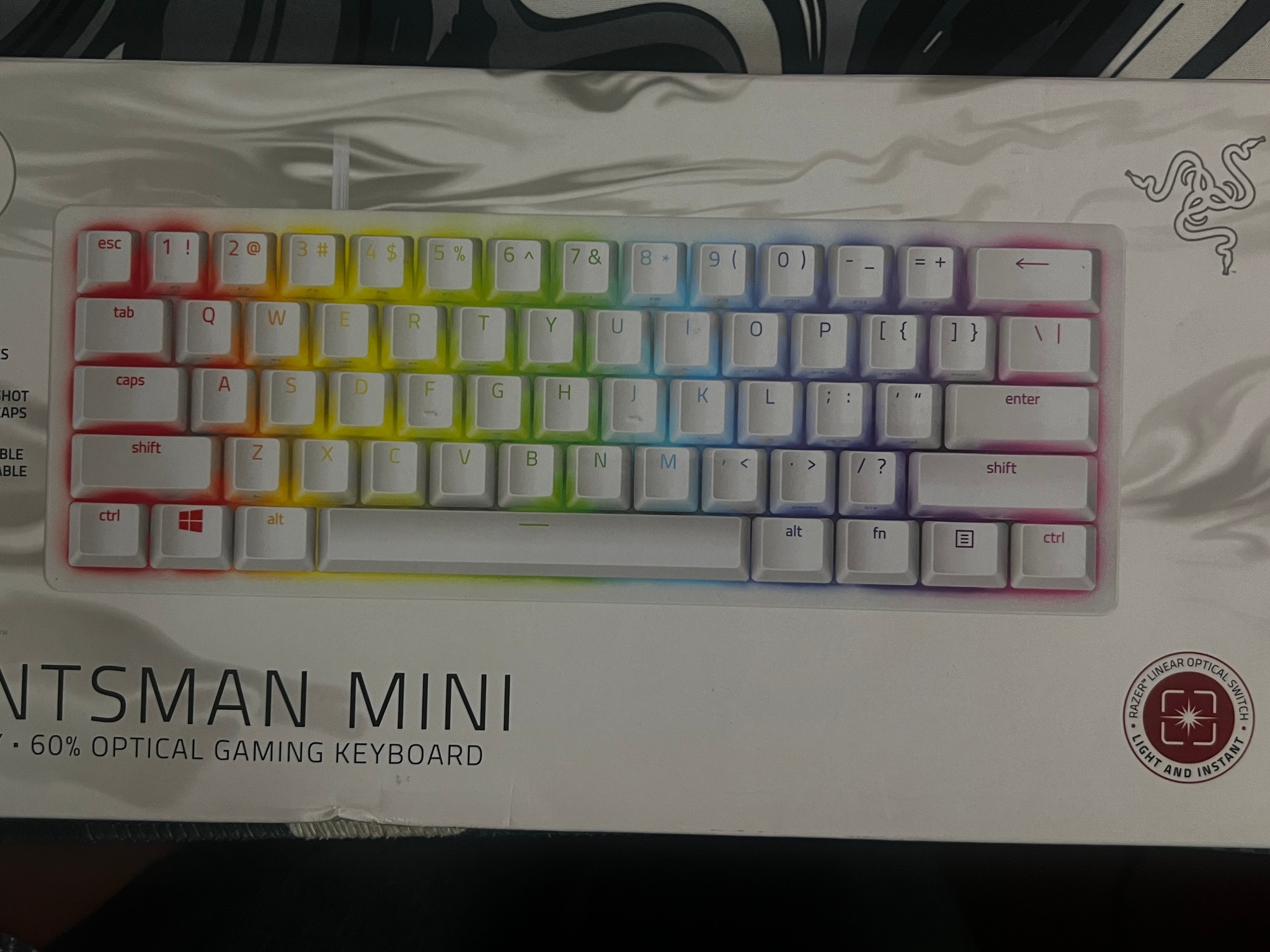 Razer Huntsman Mini Mercury White 60% Optical Keyboard – Foam Mod – Clean