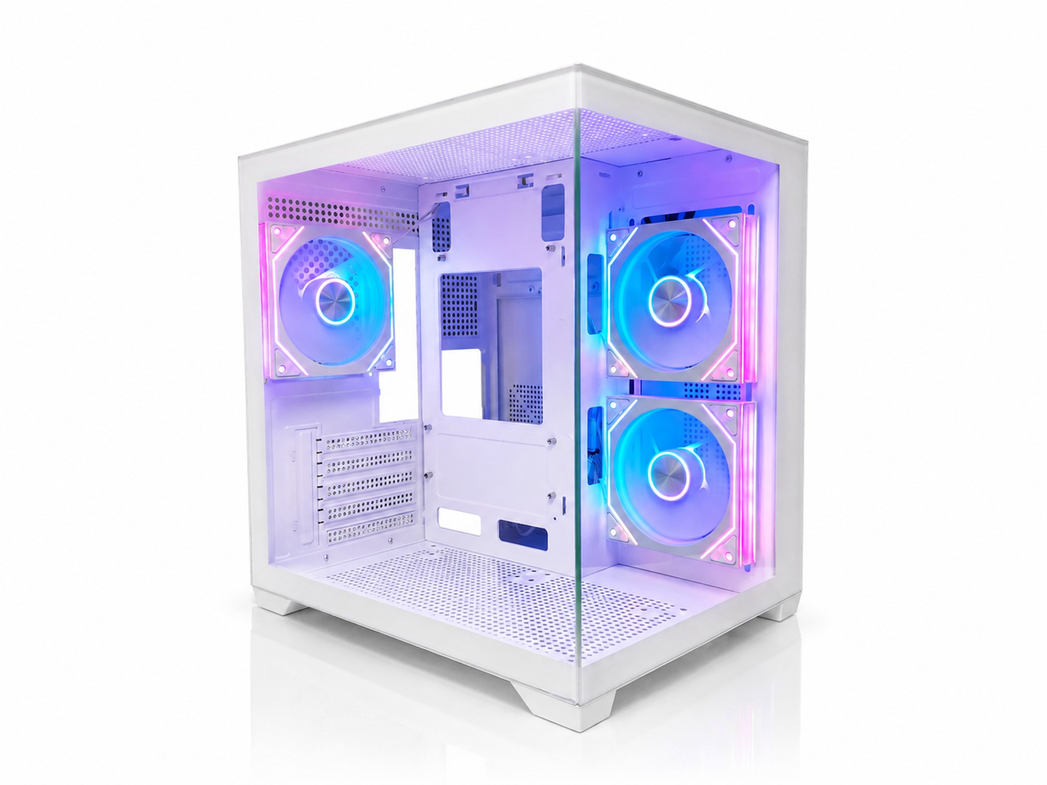 WHITE CUBEX ARGB GAMING PC MATX CASE – PANORAMIC TEMPERED GLASS