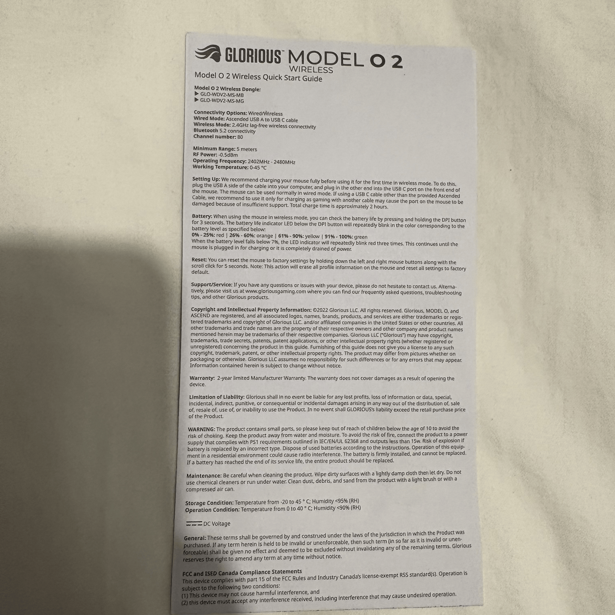 Model O 2 Wireless Mouse (Plus Original Manual!)