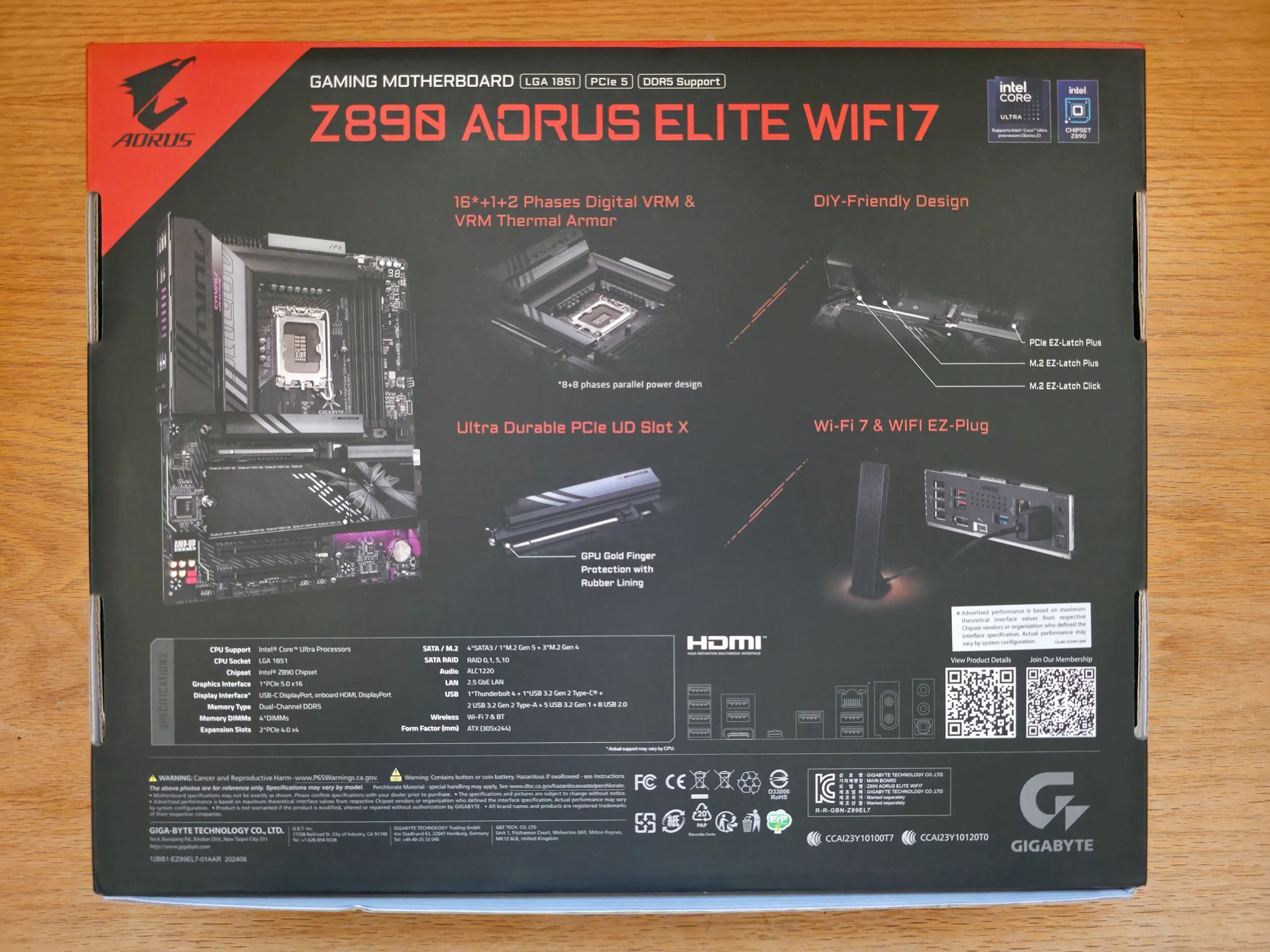 GIGABYTE Z890 AORUS ELITE WIFI7 Ultra Core (Series 2) NEW + FREE GAME