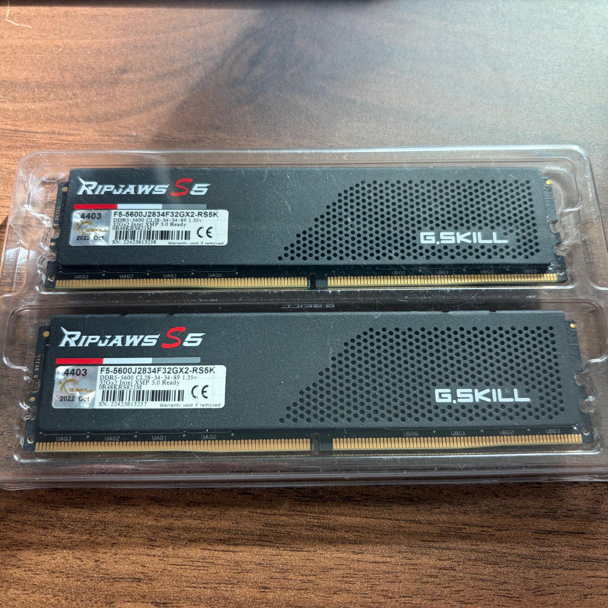 64GB (2 x 32GB) G.Skill Ripjaws S5 DDR5 5600mhz