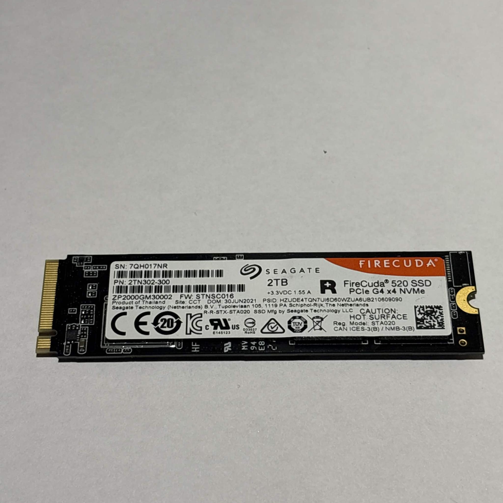 Seagate FireCuda 520 2TB PCIe Gen4 NVMe M.2 SSD | Tested Working