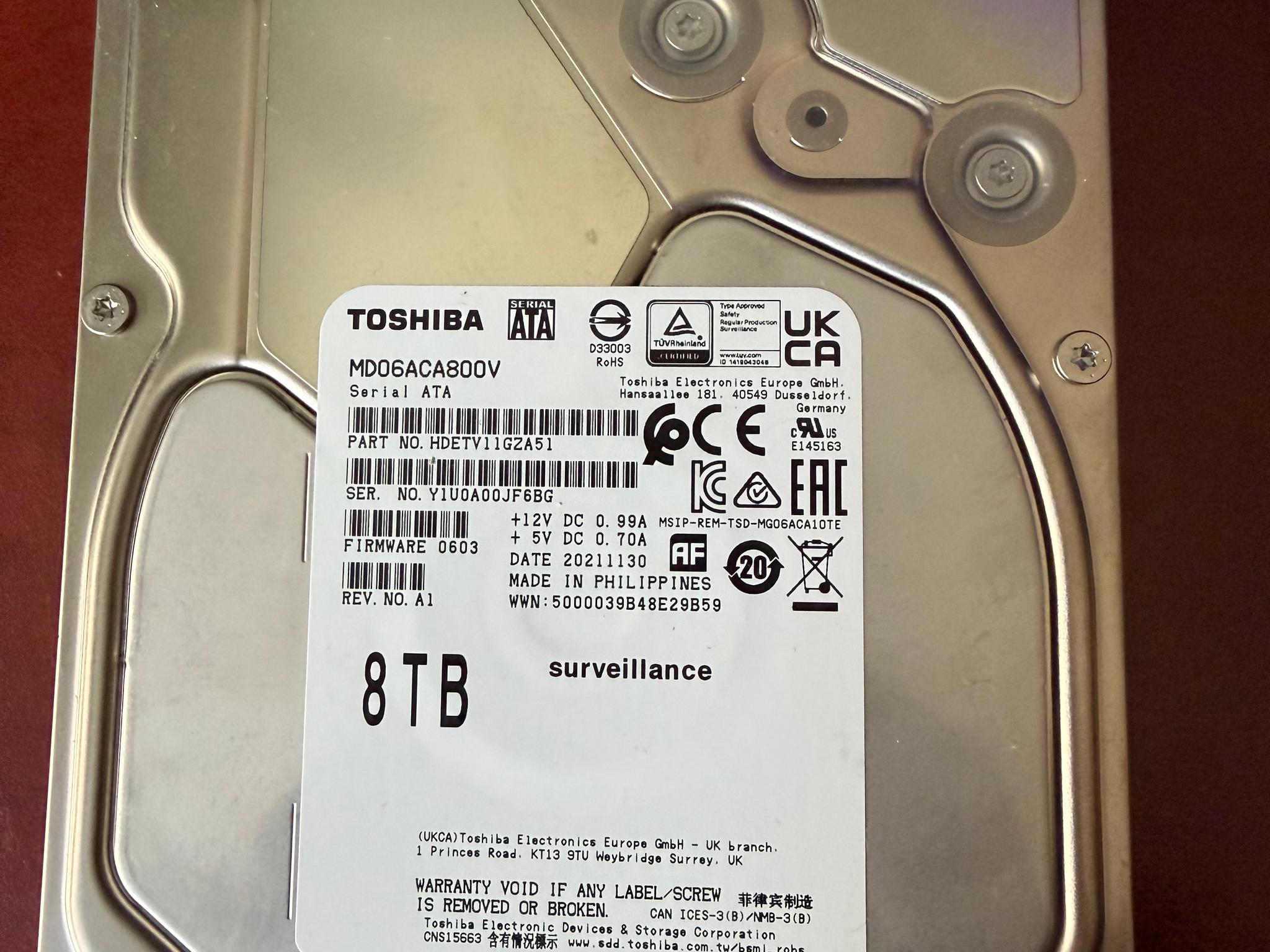 Toshiba 8TB Surveillance Drive 7200RPM