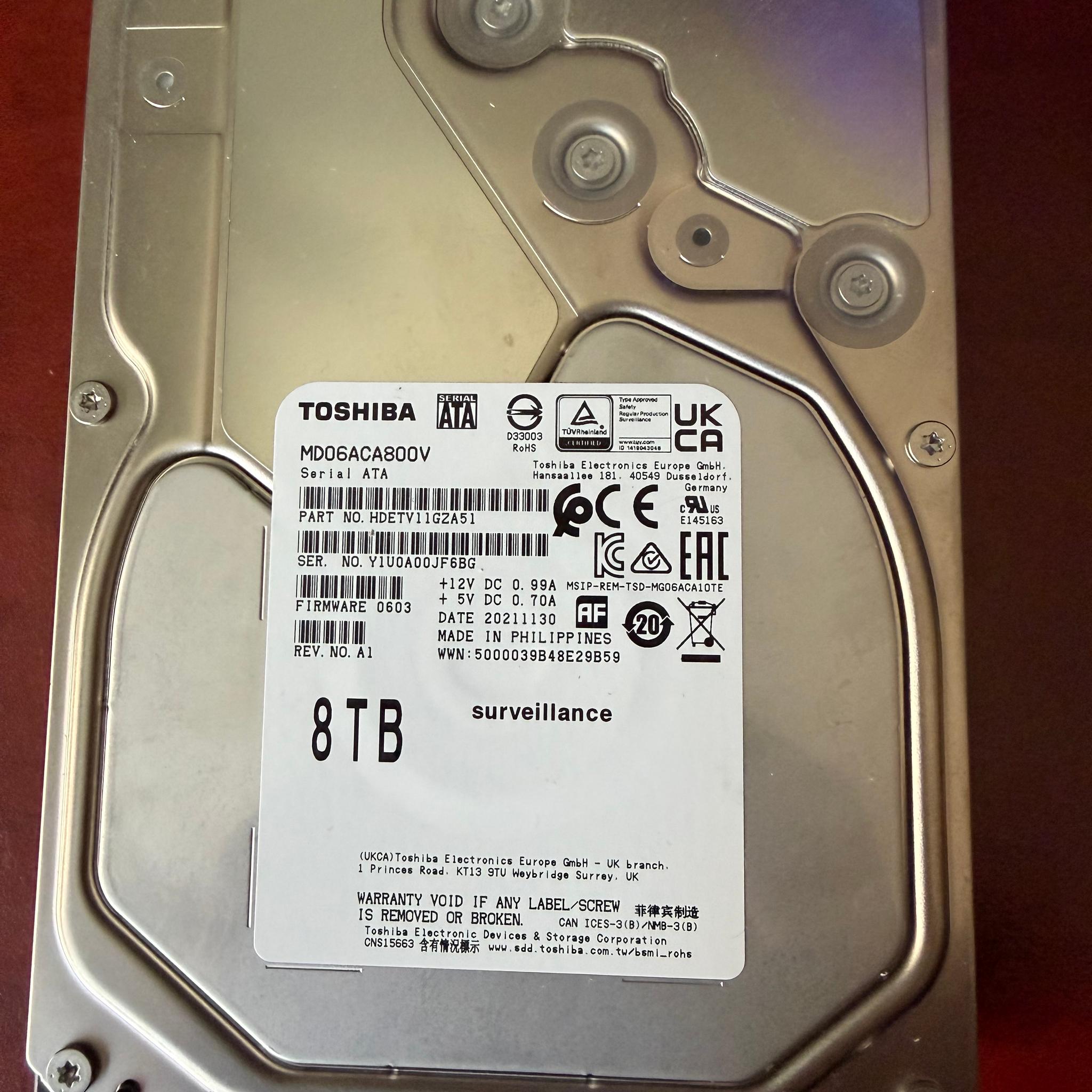 Toshiba 8TB Surveillance Drive 7200RPM