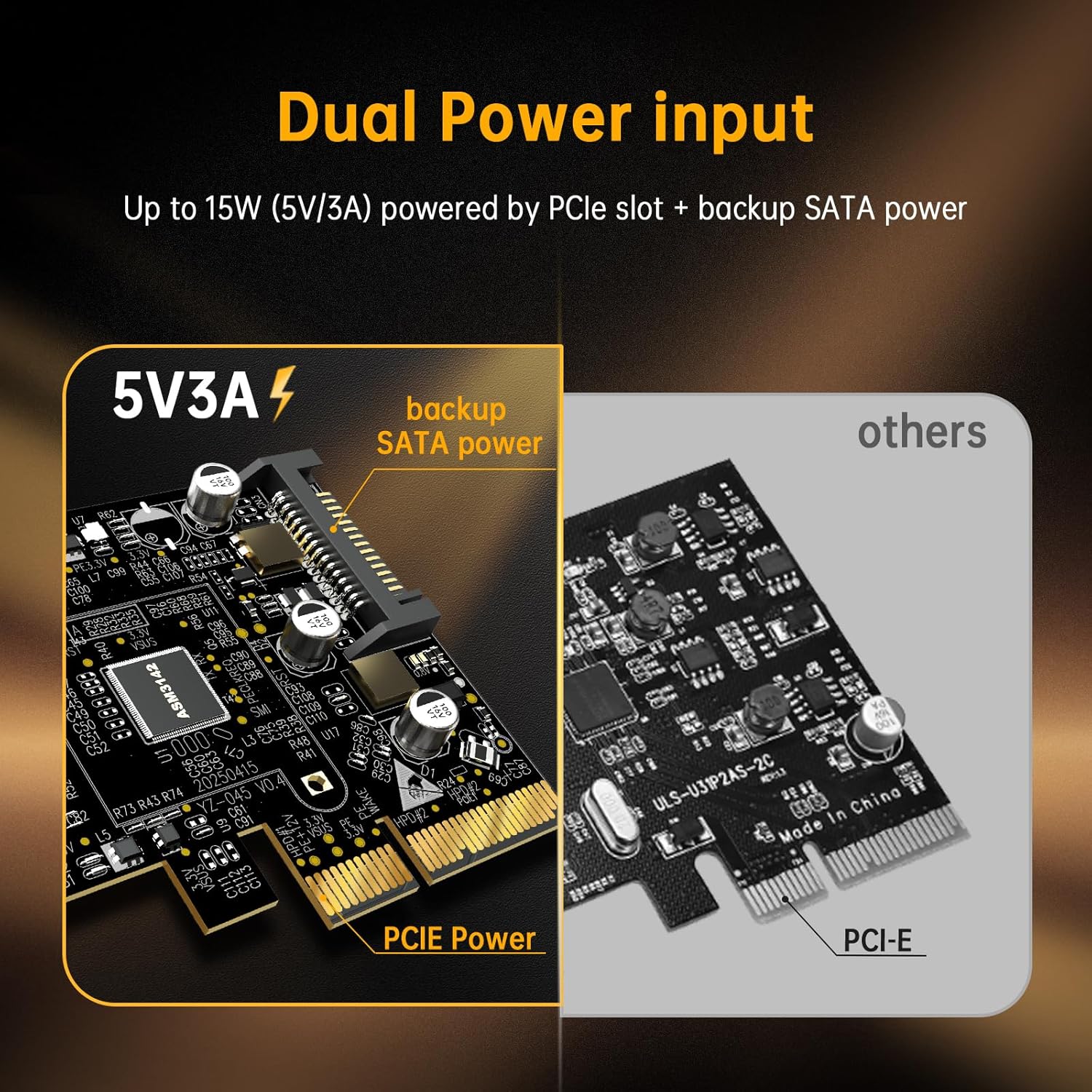 10Gbps PCIE USB C 3.2 Gen 2 Card 2-Port PCle to USB C Expansion Card PCI Express 3.0 x4 Adapter