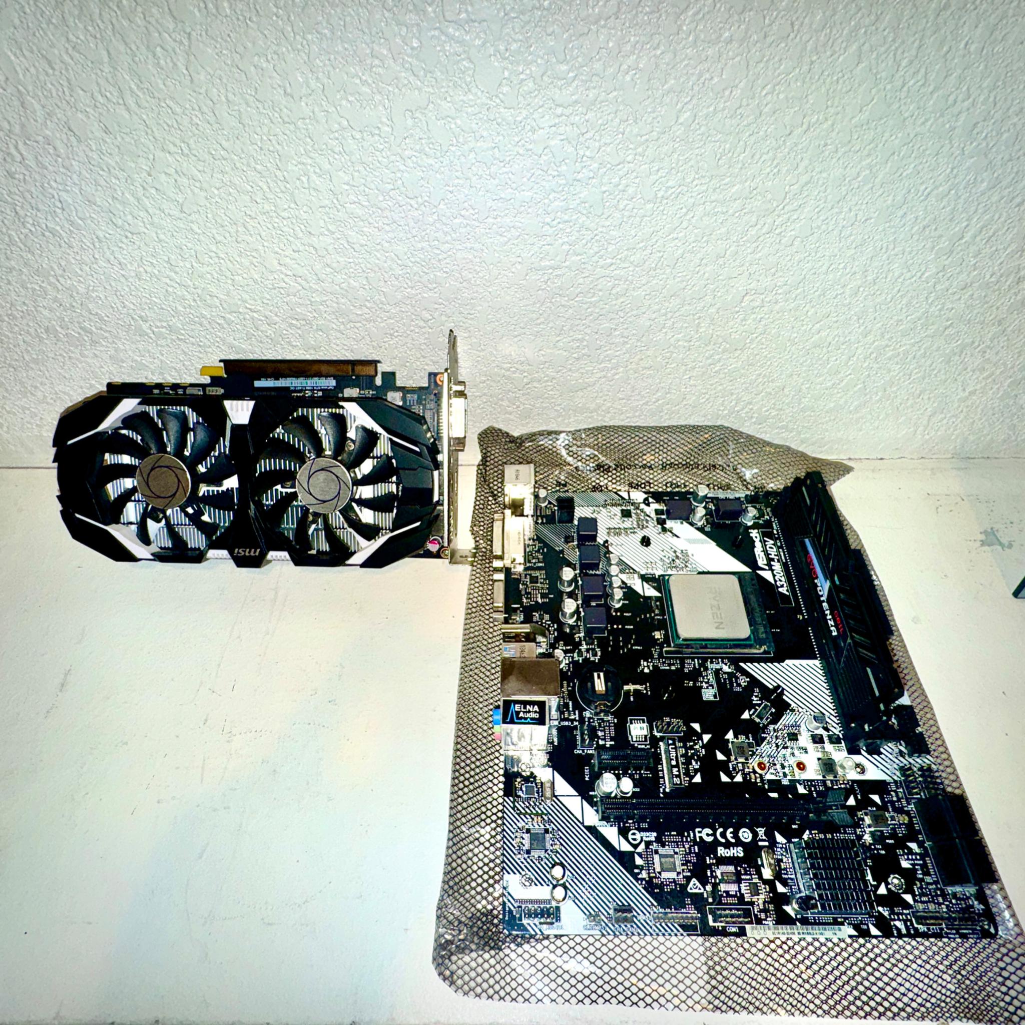 AsRock A320M-HDV, Ryzen 5 1600, MSI Nvidia GTX 1050ti 4GB, 8GB Ram