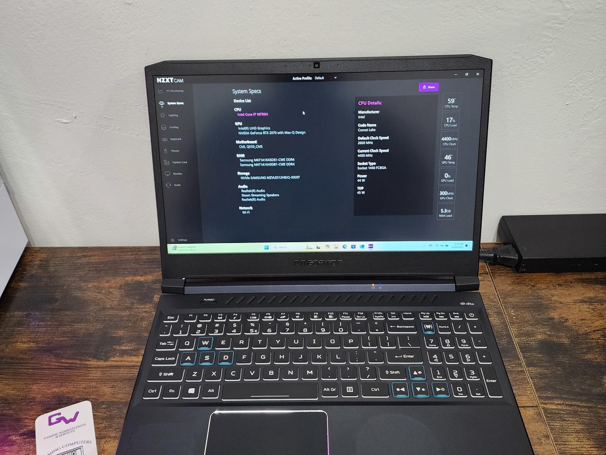 ACER Gaming Laptop : Intel Core i7 10750H | Nvidia GeForce RTX 2070 Max Q