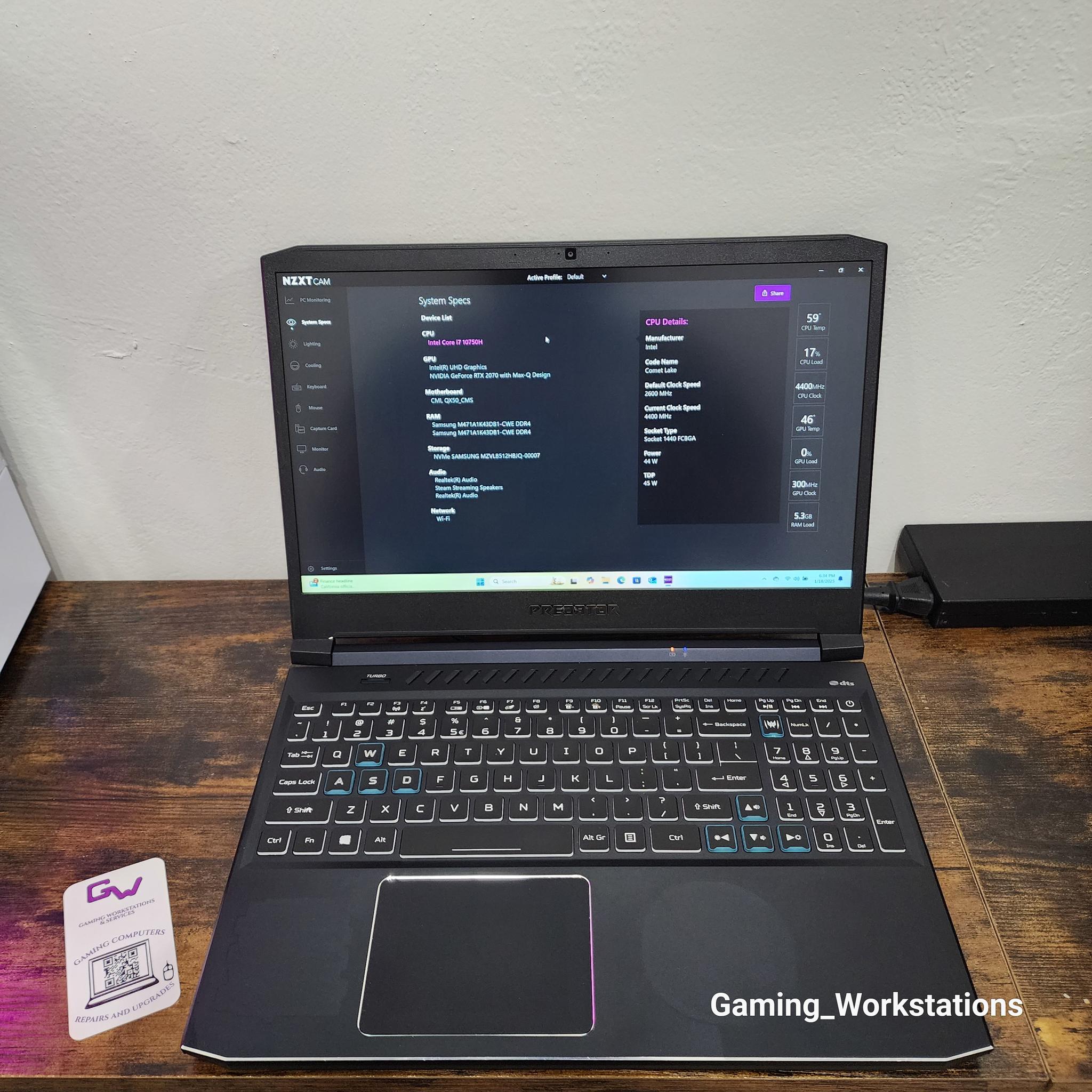 ACER Gaming Laptop : Intel Core i7 10750H | Nvidia GeForce RTX 2070 Max Q