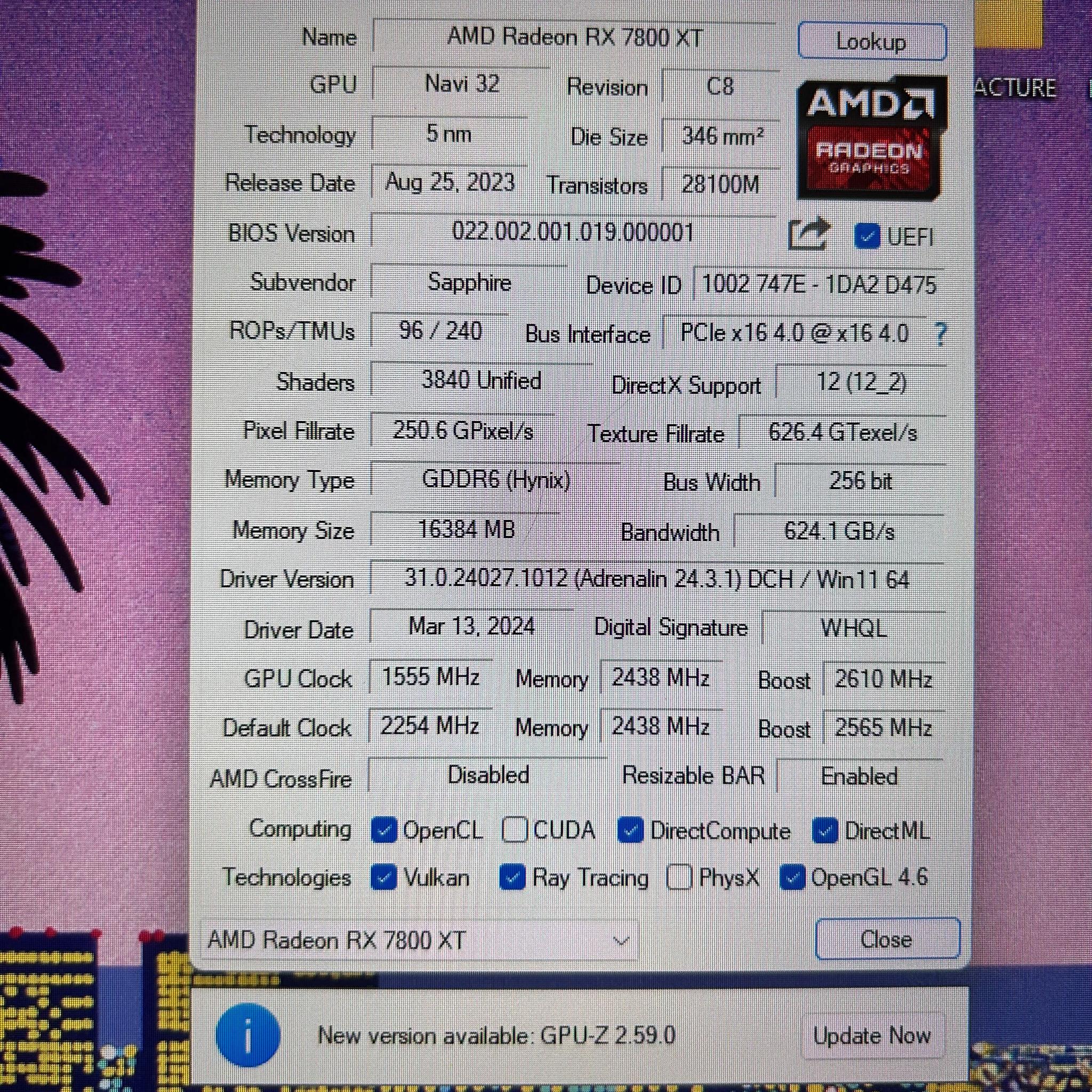 Sapphire Nitro+ 7800 XT 16GB