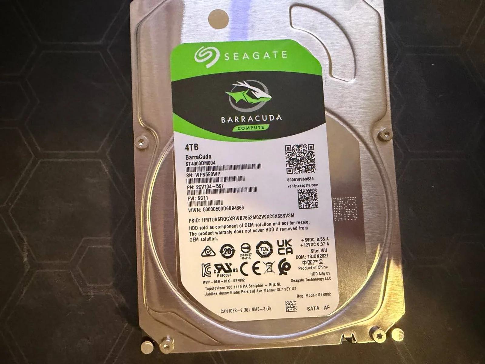 Seagate BarraCuda Compute 4TB HDD - SMART Good