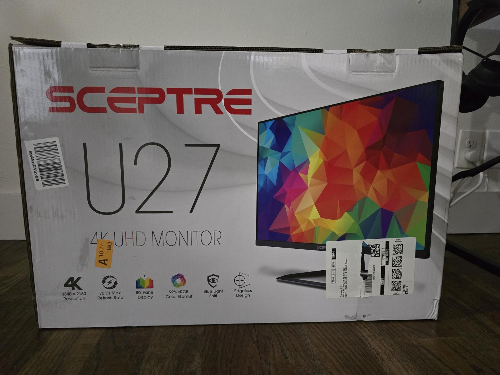 🔥 Sceptre 27” 4K 70Hz IPS Monitor | 99% sRGB | Built-in Speakers | Excellent Condition!