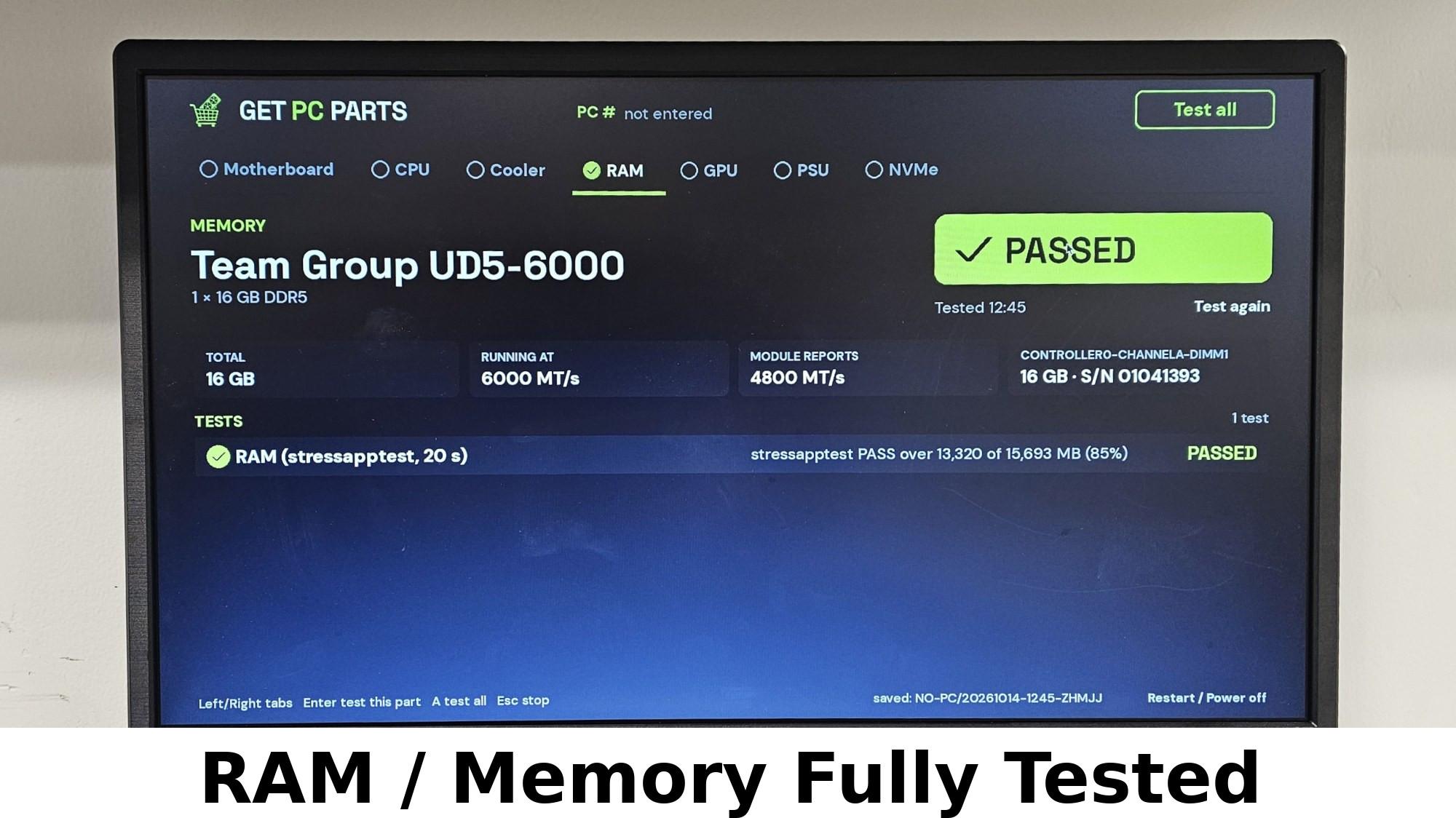 16GB DDR5 (1x16GB) CL38 6000MT/s TEAMGROUP T-Force Vulcan