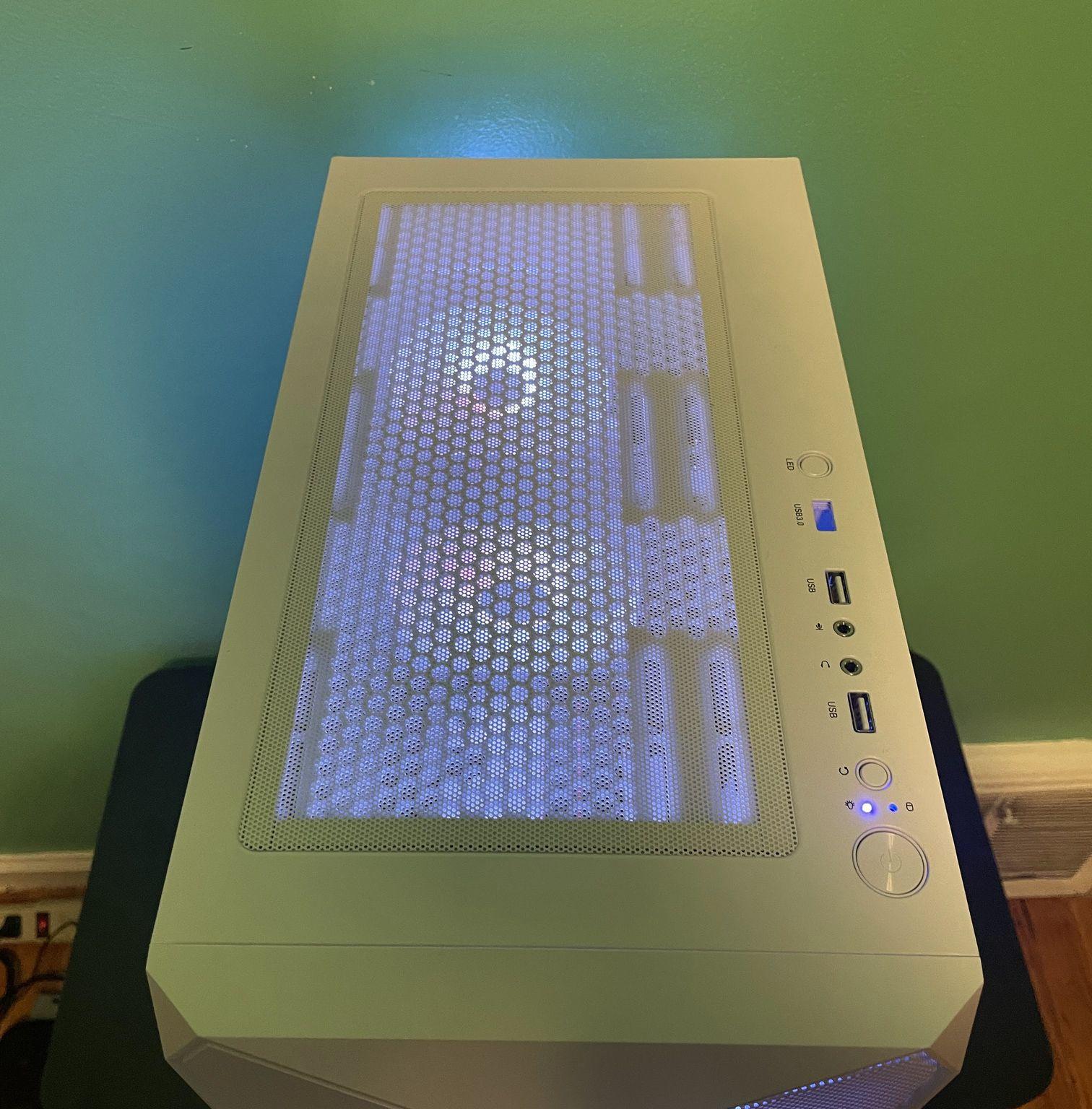 Frost White Budget Gaming PC | Intel i7 / AMD RX580 / 8GB / 1.1TB Win 11 Pro + Wi-Fi