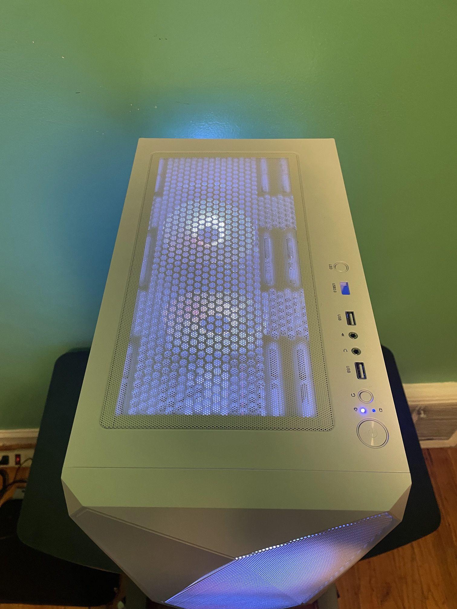 Frost White Budget Gaming PC | Intel i7 / AMD RX580 / 8GB / 1.1TB Win 11 Pro + Wi-Fi