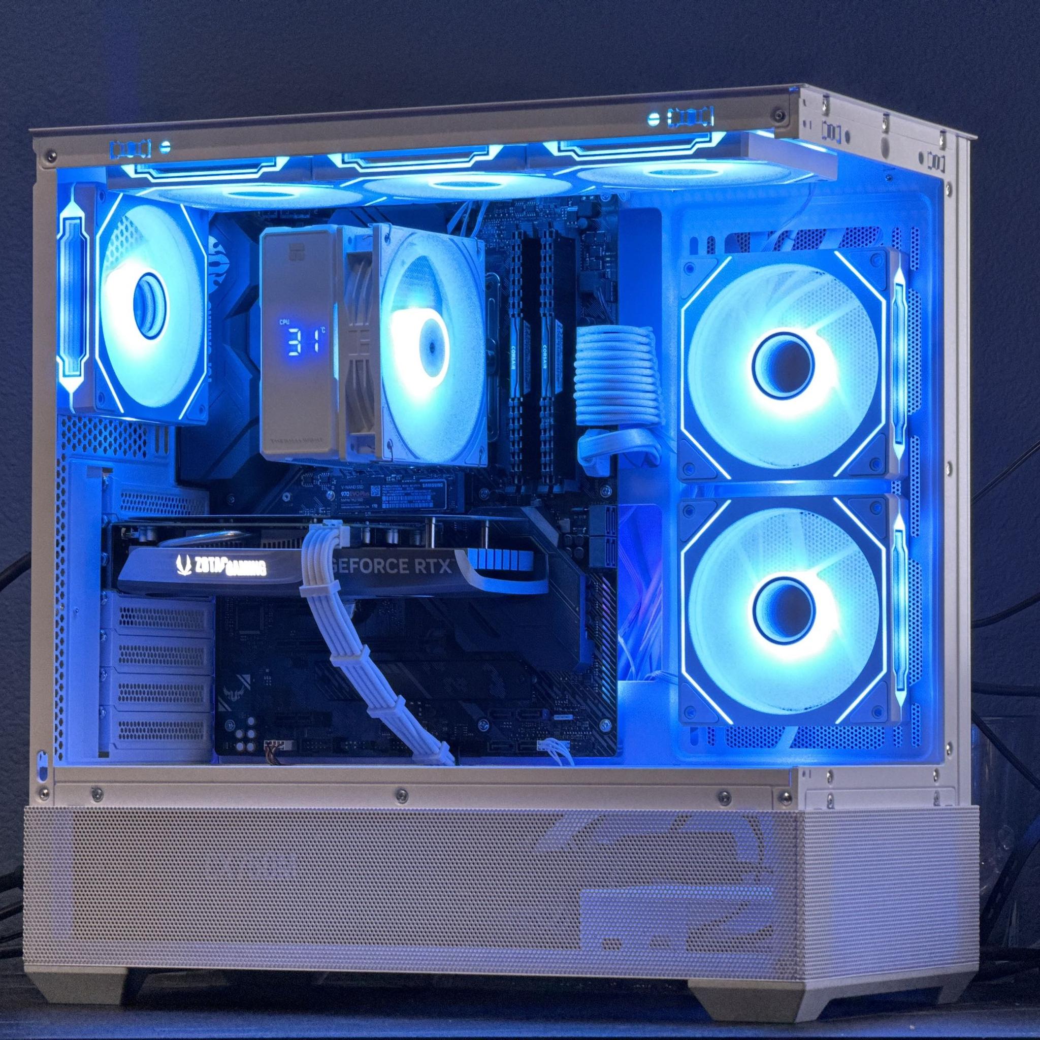 White RGB 1080P Gaming PC | RTX 4060 8GB | R5 5500 | 16 GB DDR4 | 1 TB SSD | WIFI+Bluetooth
