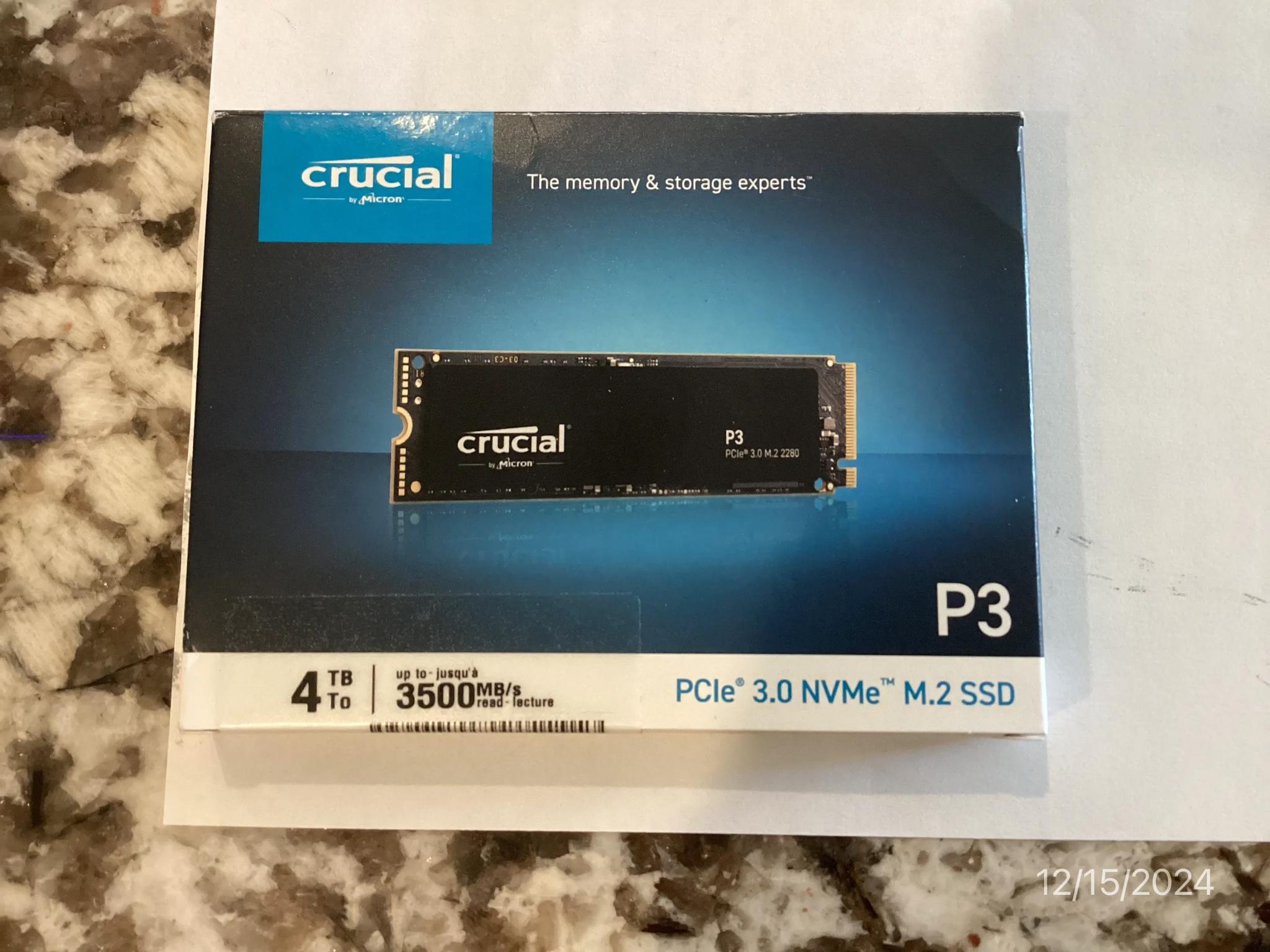 ++ NEW ++ Crucial P3 2280 4TB Internal 3D NAND Flash PCIe Gen 3x4 NVMe M.2 CT4000P3SSD8 - Open Box