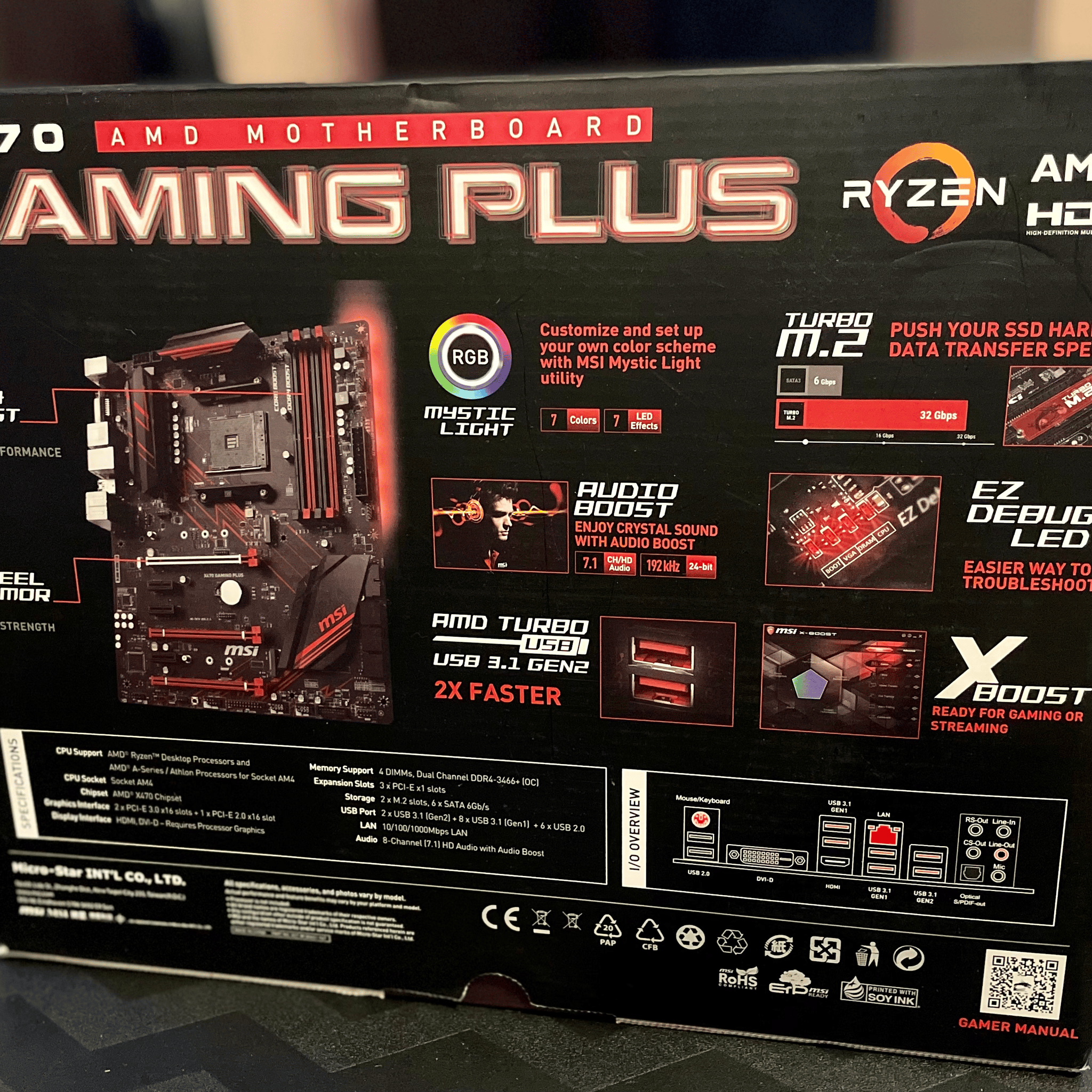 MSI X470 Gaming Plus AMD AM4 ATX DDR4-SDRAM Motherboard