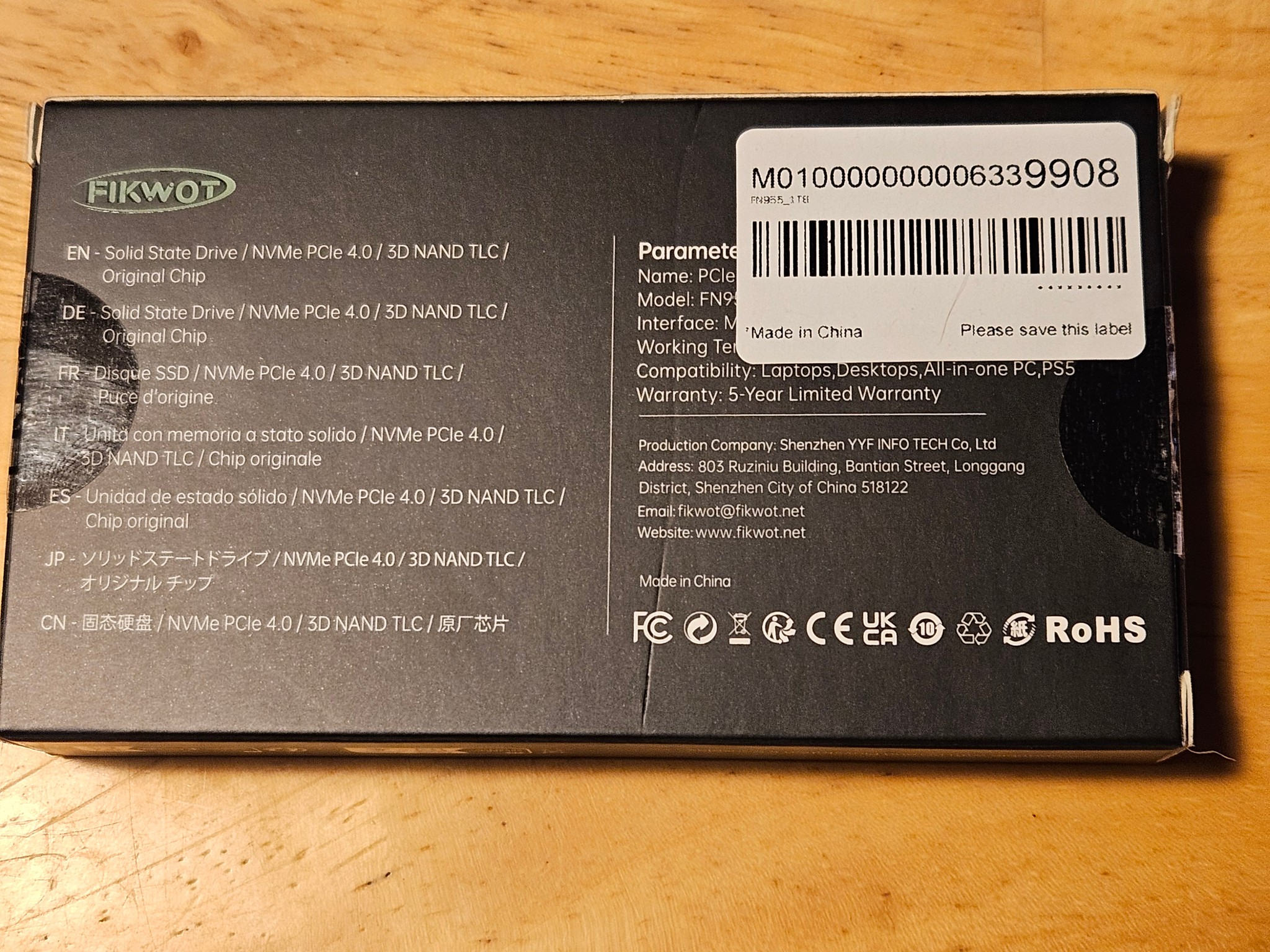 Fickwot FN 955 1TB NVME SSD