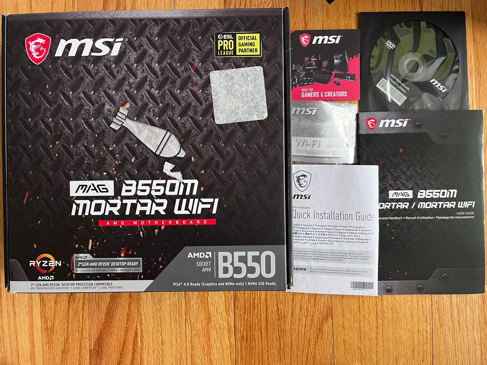 Complete AM4 Motherboard Bundle — 3600X / B550M WiFi / 48GB DDR4 / 650W Gold PSU / Cooler