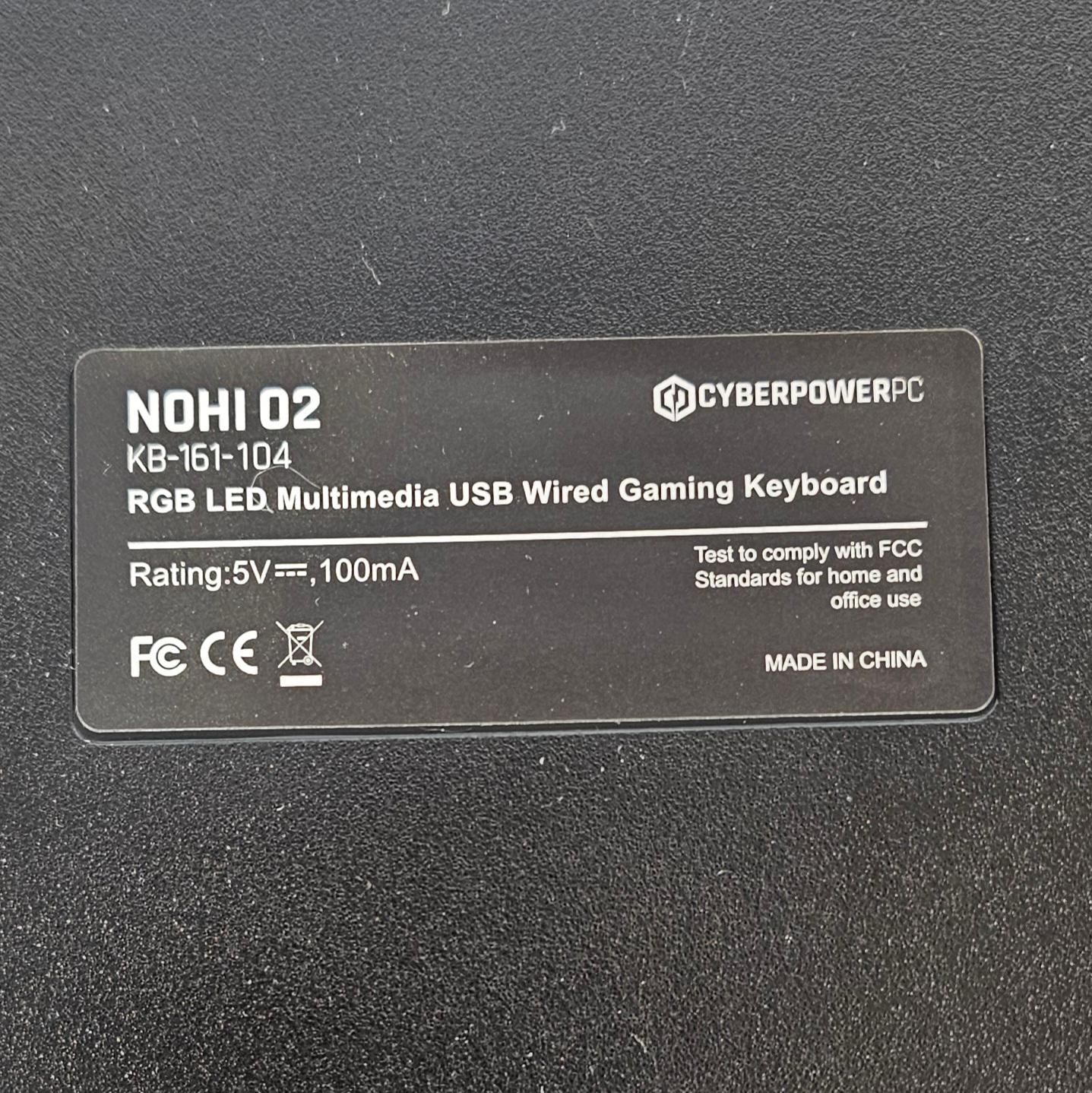 PC Keyboard RGB USB CyberPower PC NOHI 02 KB-161-104