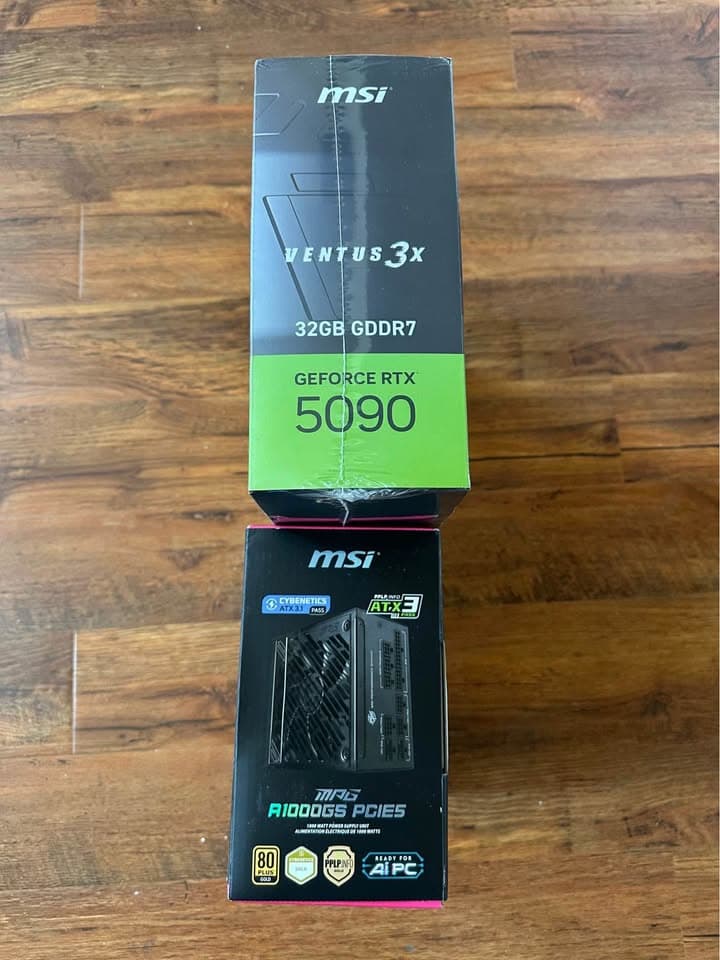 BNIB bundle MSI GeForce RTX 5090 32G VENTUS 3X OC and MPG A1000GS PCIE5 ATX 3.1 1000W Gold PSU