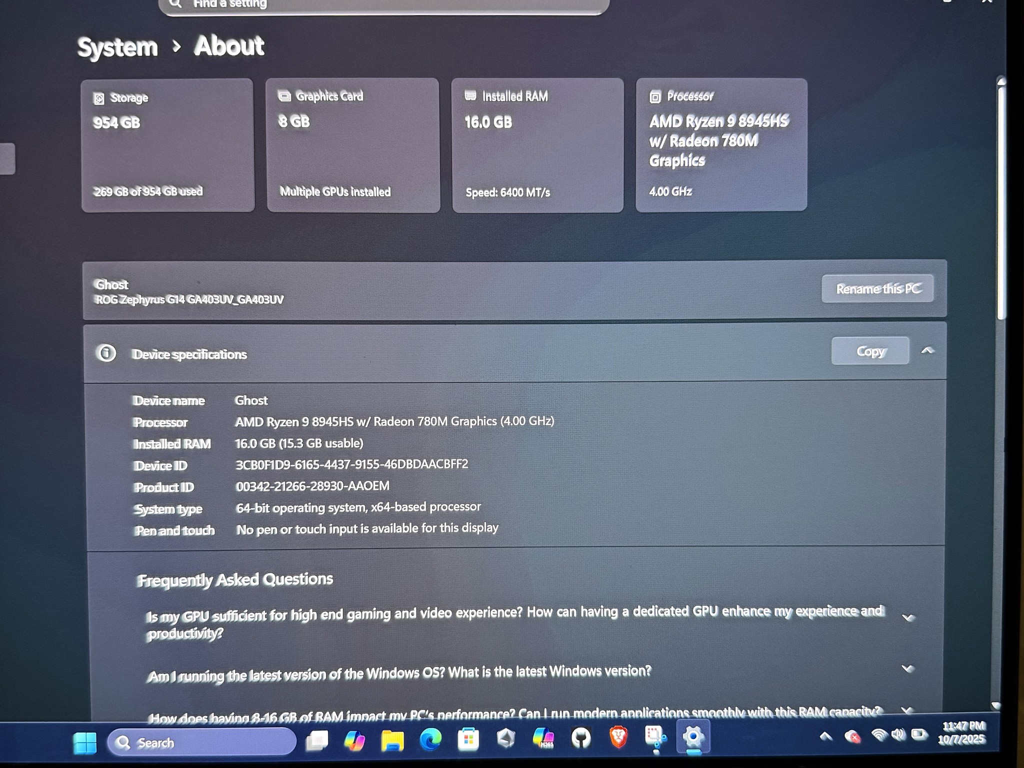 ASUS ROG Zephyrus G14 (Platinum White) – Ryzen 9 / RTX 4060 Gaming Laptop