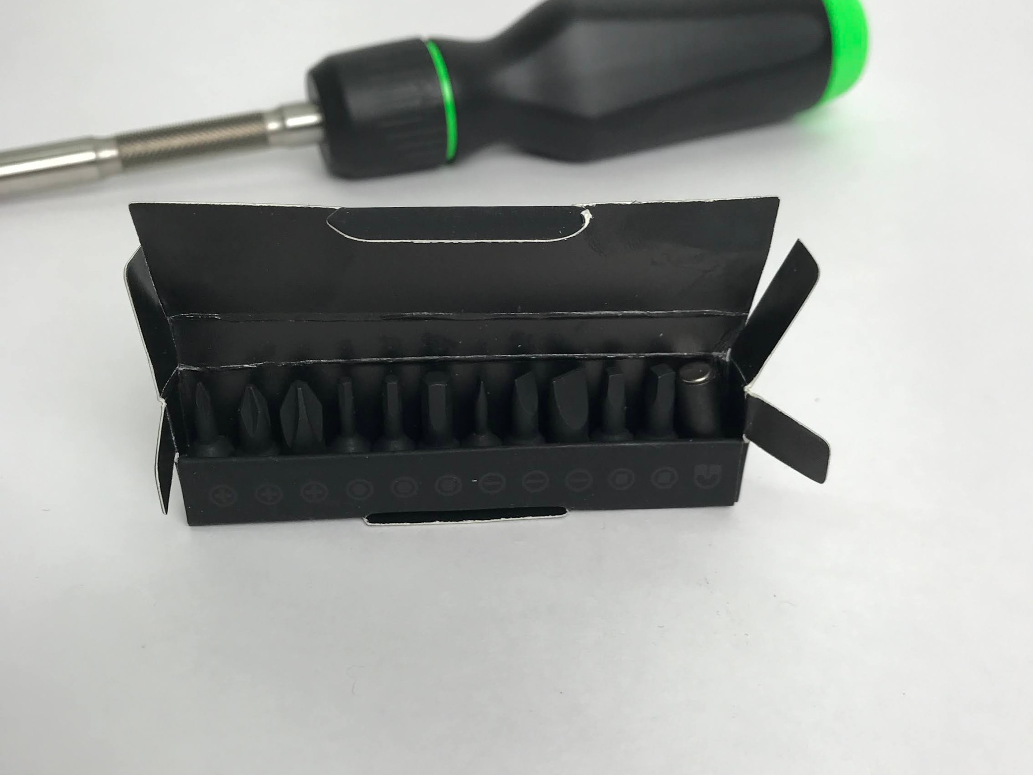 LTT Screwdriver With Bits - Black W/ Green Accents - No Box. Linus Tech Tips
