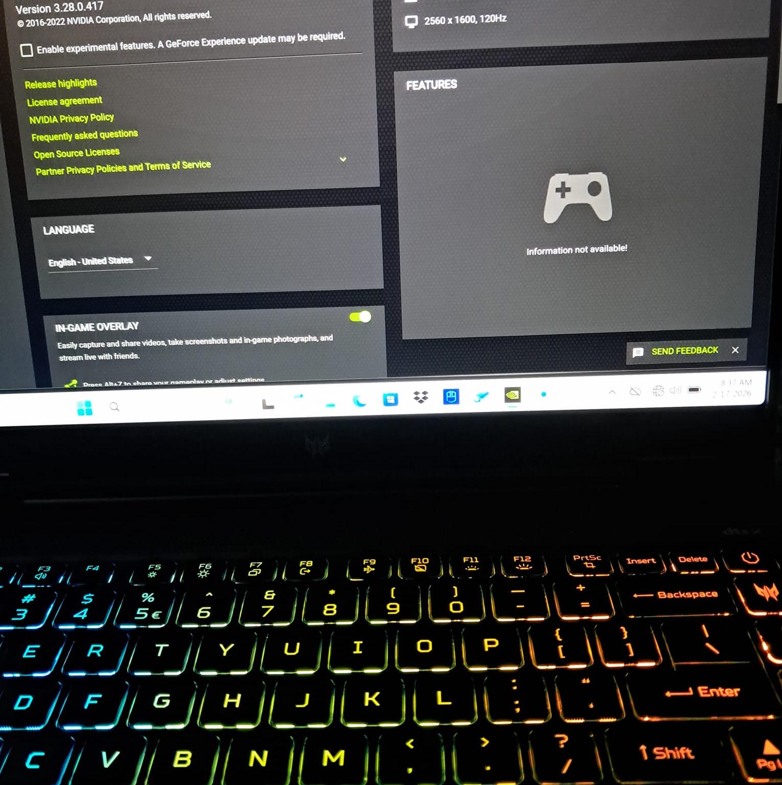 Acer Predator Neo 14 Rtx 4070 8GB Intel Ultra 7 155H 1TB 16GB Ram
