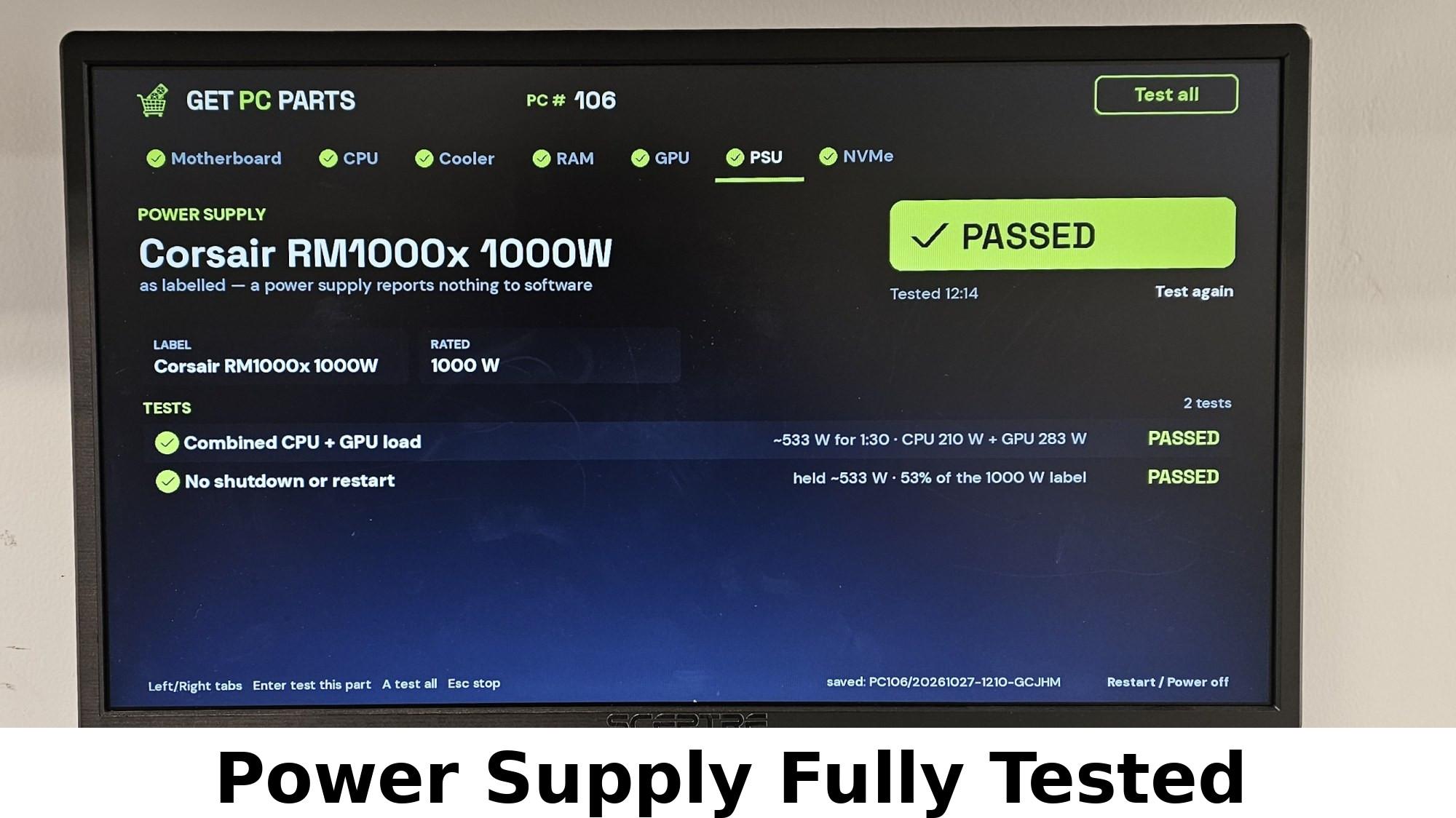 1000 Watt PSU Corsair RM1000x Power Supply