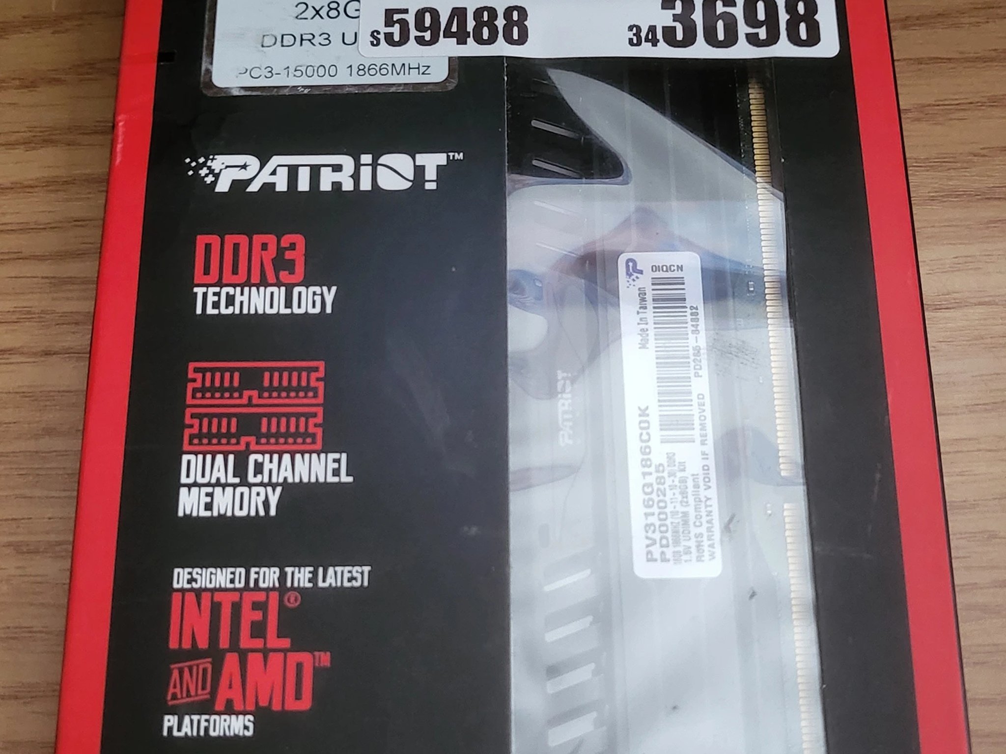 AS-IS Patriot 16GB (2x8GB) DDR3 PC3-15000 1866MHz RAM